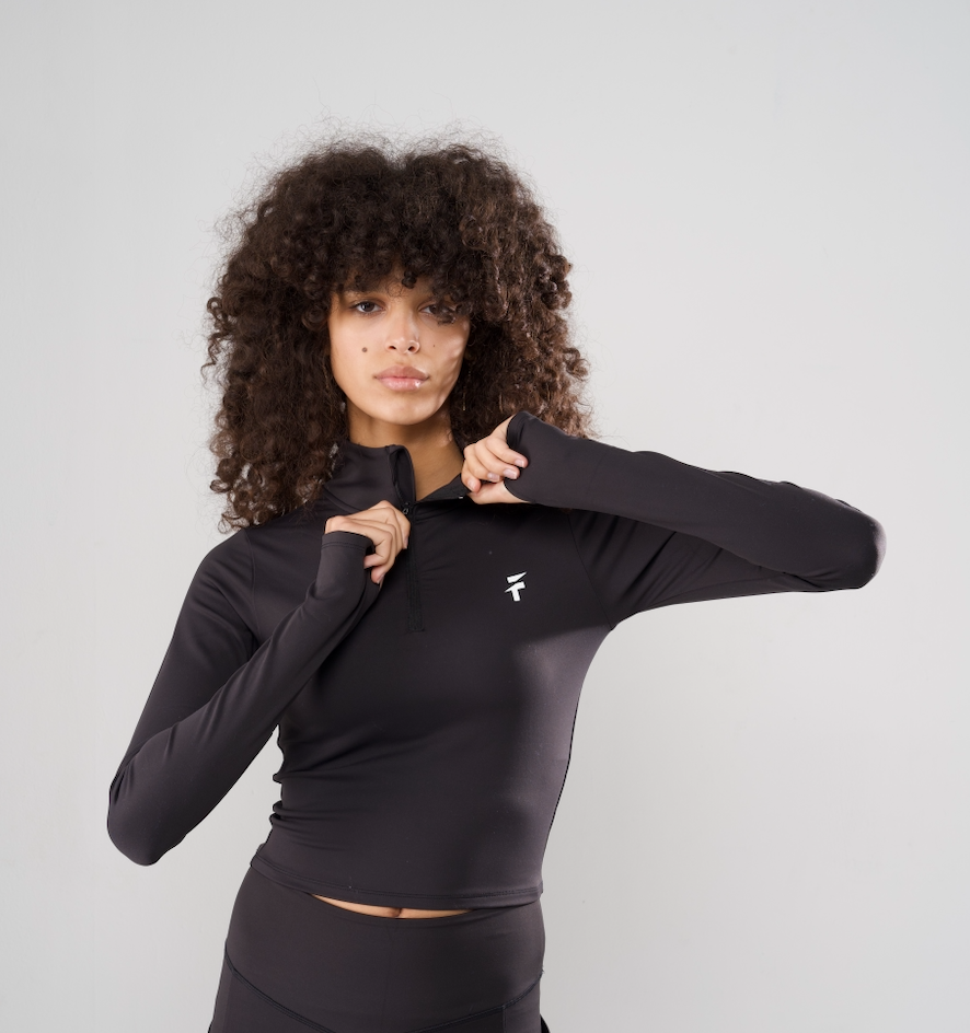 Fit Tribe Zip-Ups collection — mock-neck body fit tops, jackets, hoodies, and zip-up styles