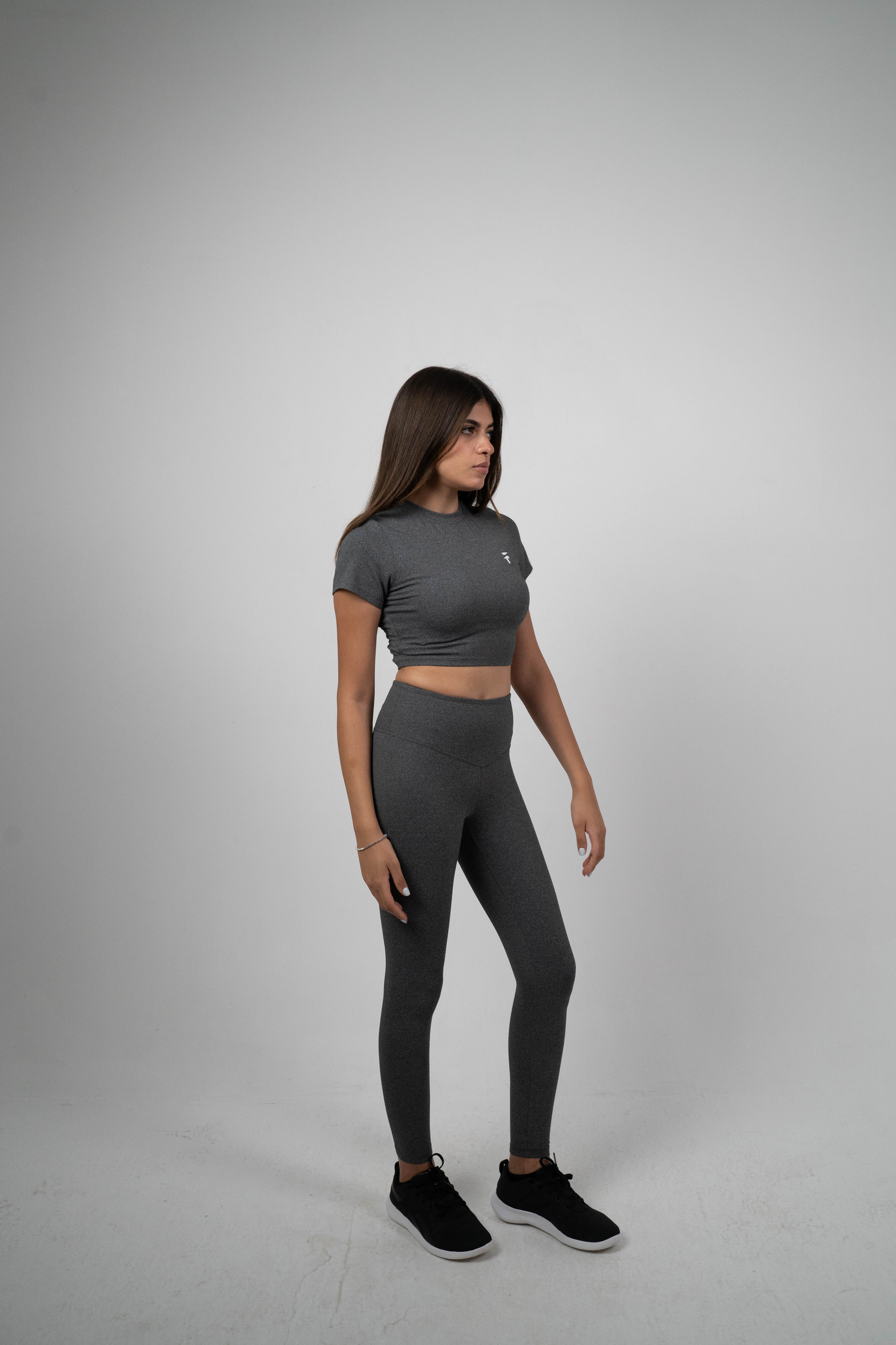 ULTRA SOFT ESSENTIAL CROP TOP - Light Charcoal - FIT TRIBE