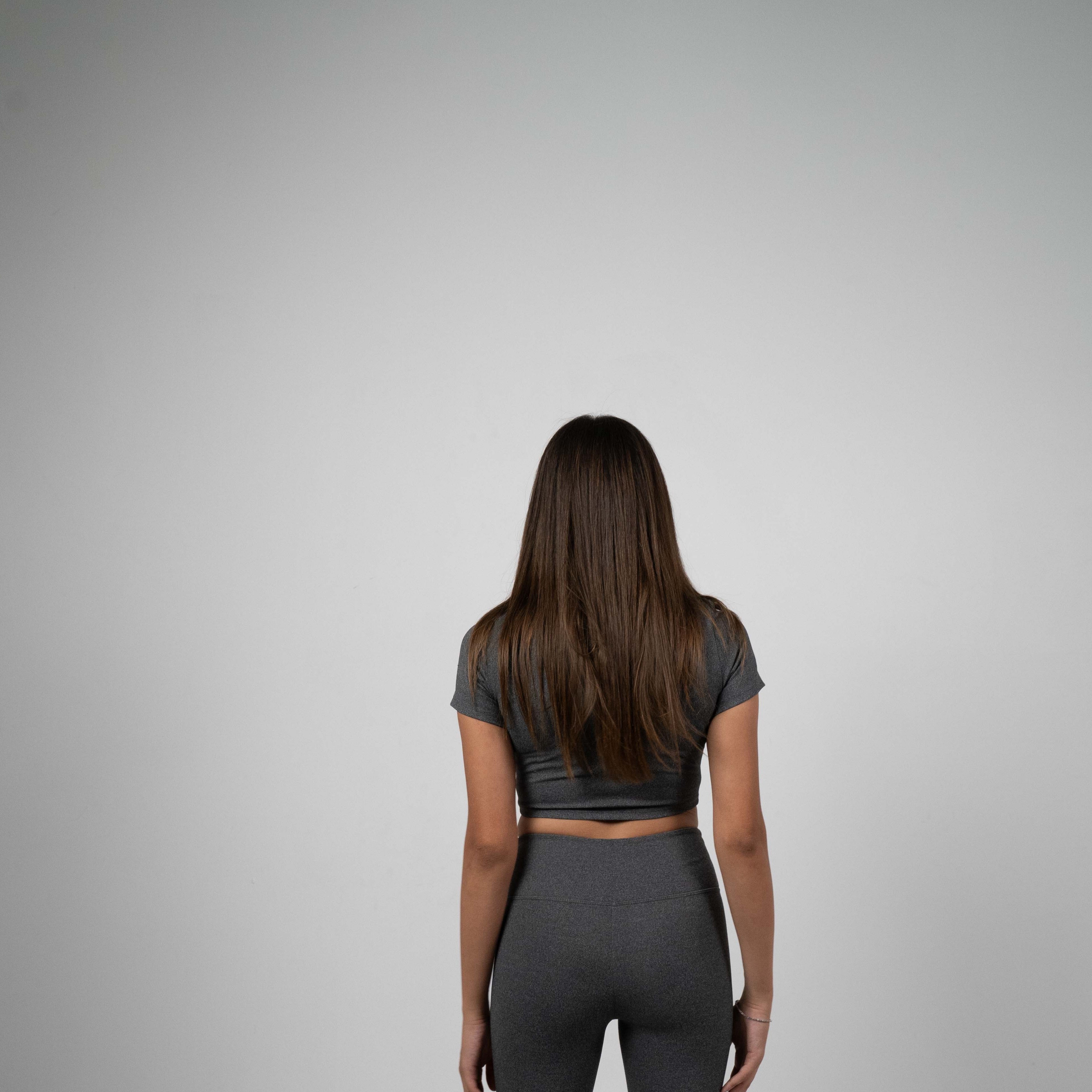 ULTRA SOFT ESSENTIAL CROP TOP - Light Charcoal - FIT TRIBE