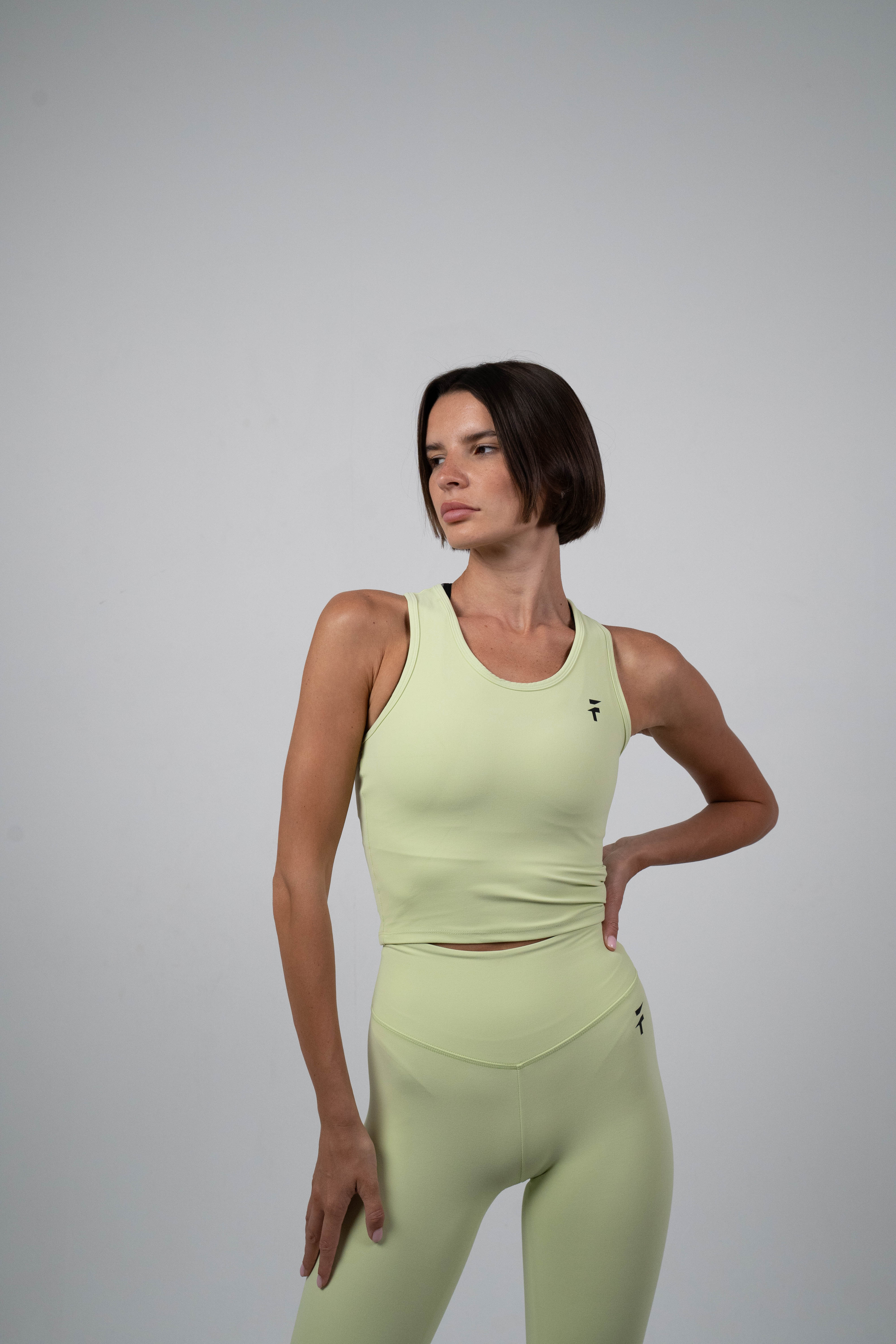 ULTRA SOFT ESSENTIAL SLEEVELESS CROP TOP - Lime Twist - FIT TRIBE