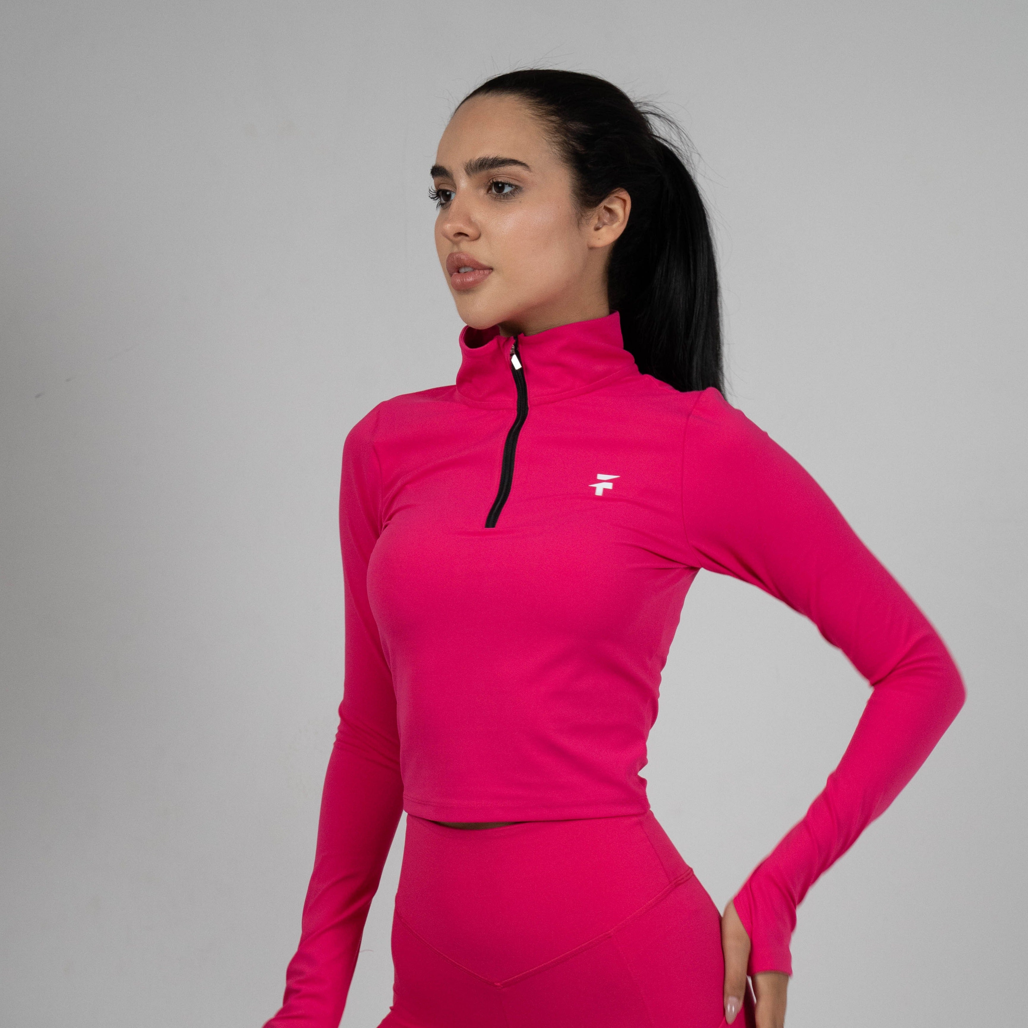 ULTRA SOFT ESSENTIAL ZIP-UP BODY FIT TOP - Hot Pink - FIT TRIBE