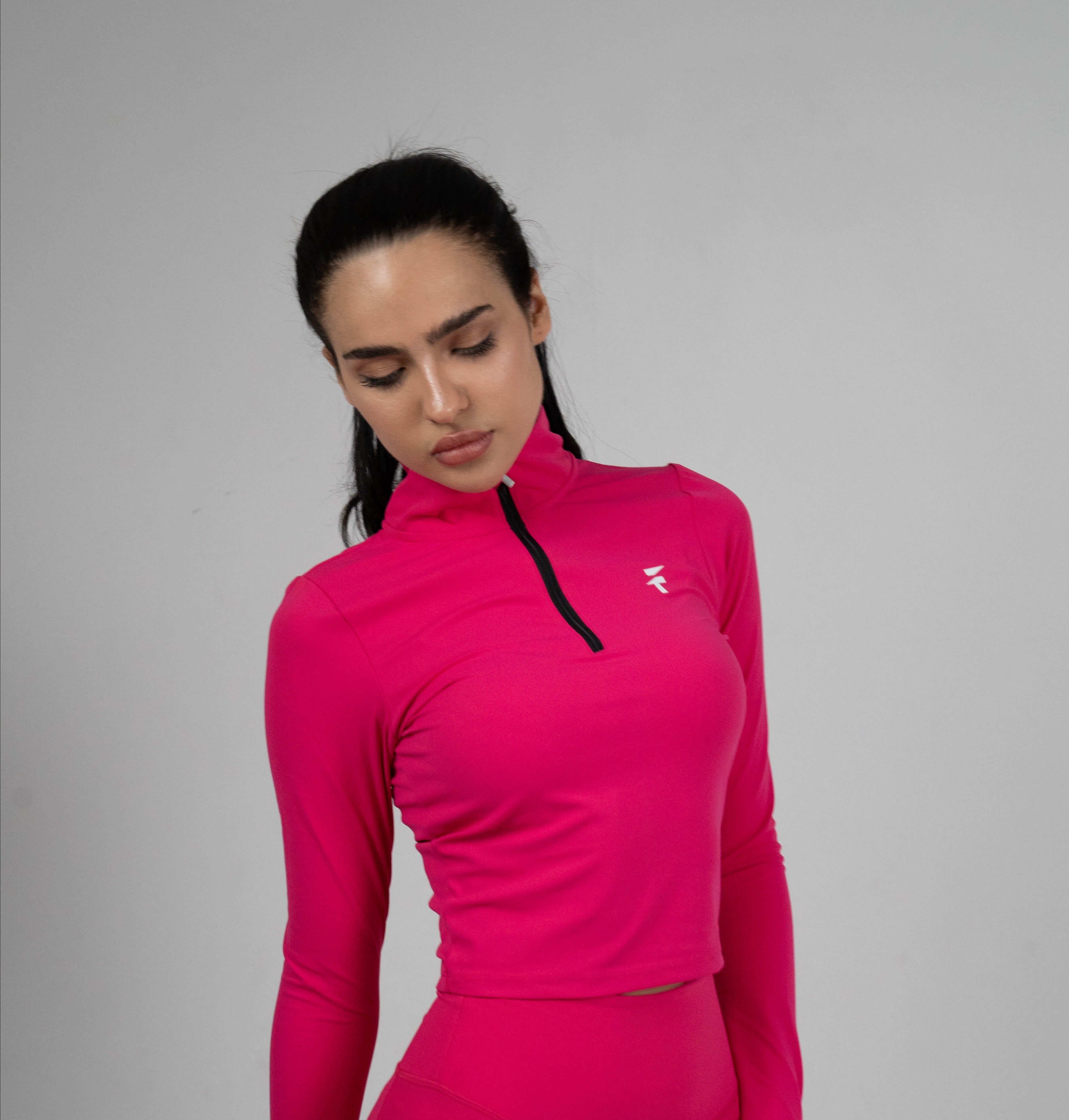 ULTRA SOFT ESSENTIAL ZIP-UP BODY FIT TOP - Hot Pink - FIT TRIBE