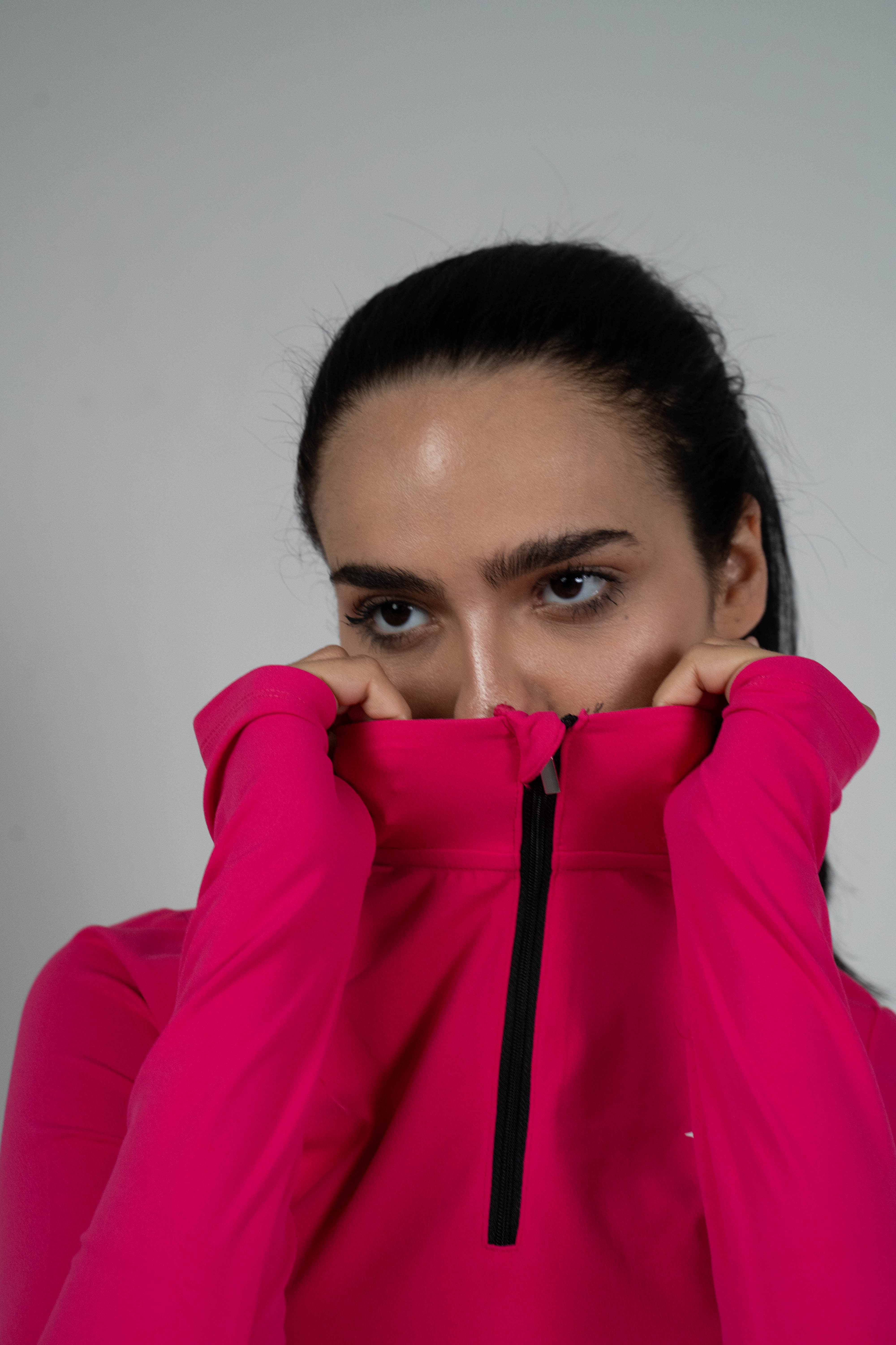 ULTRA SOFT ESSENTIAL ZIP-UP BODY FIT TOP - Hot Pink - FIT TRIBE