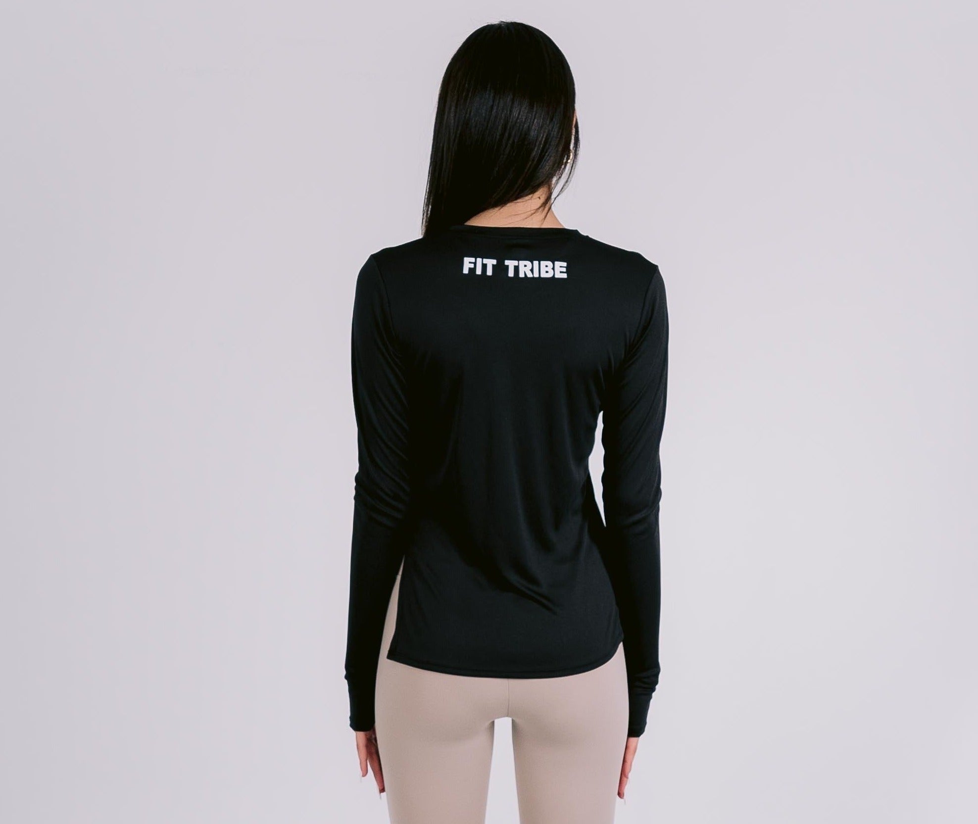 HOME TOWN ESSENTIAL LONG SLEEVE TOP - Black - FIT TRIBE