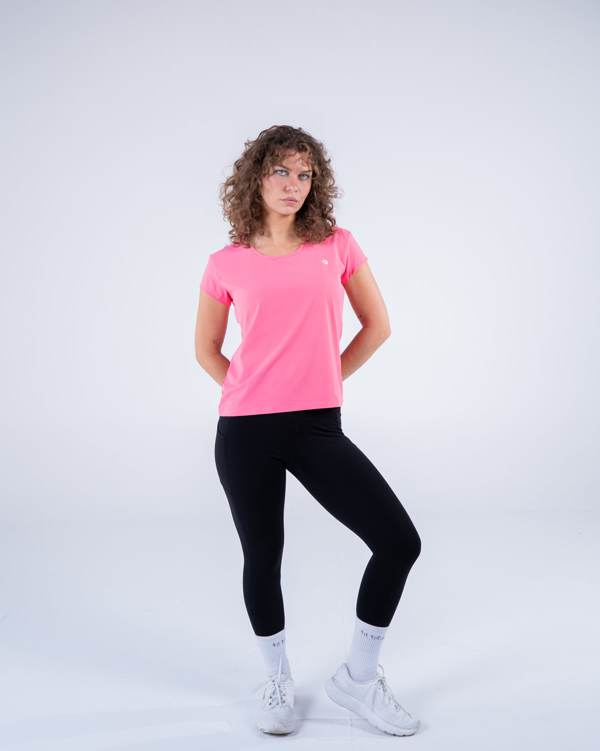 Signature Weave Quarter Sleeve Tee - Watermelon Pink - FIT TRIBE
