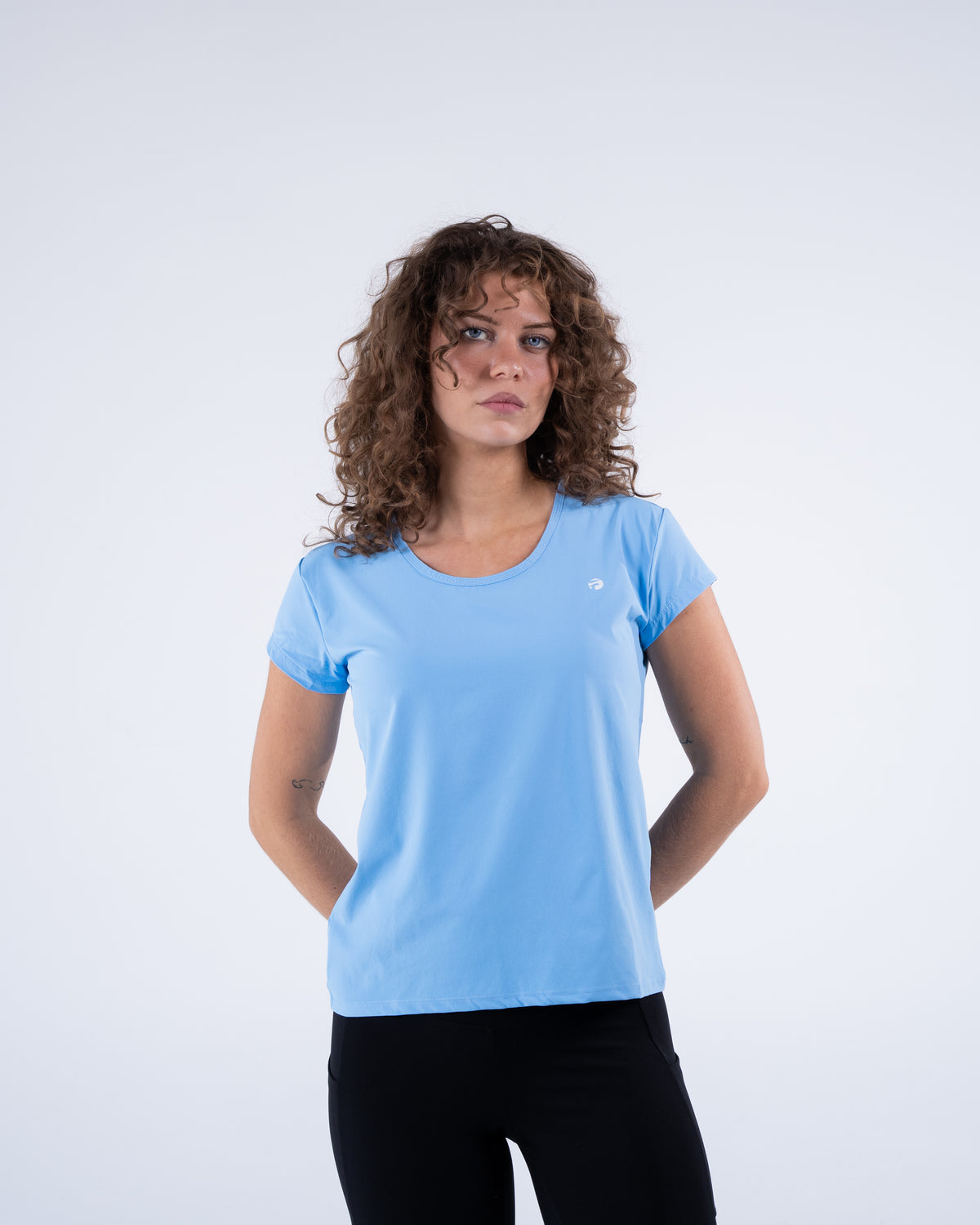 Signature Weave Quarter Sleeve Tee - Baby Blue - FIT TRIBE