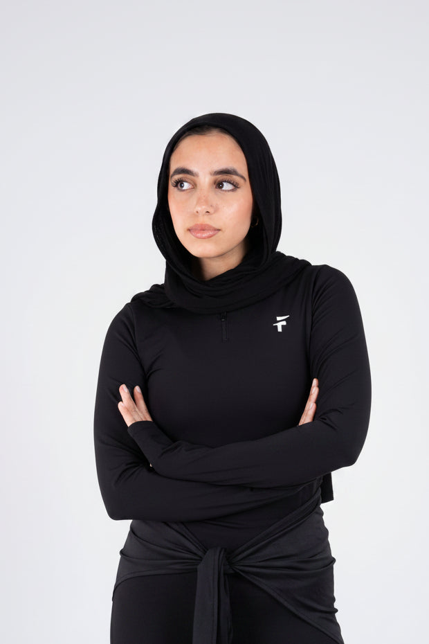 Ultra Soft Apex Zip-Up Body Fit Top - Black