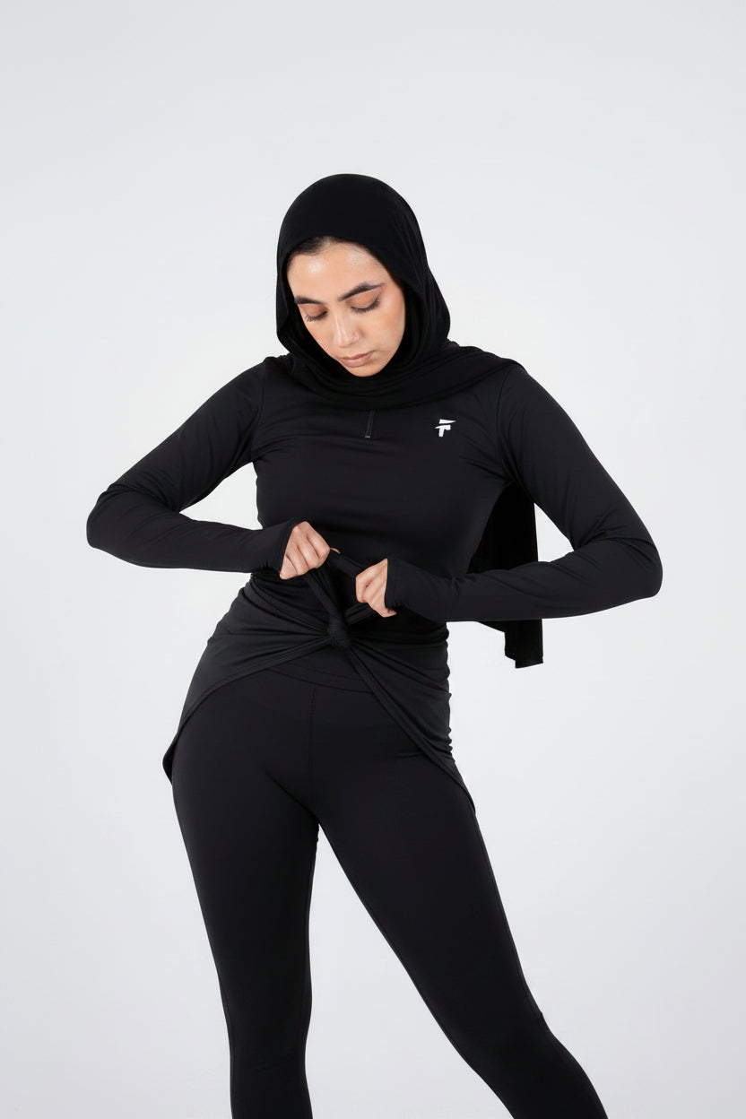 Ultra Soft Apex Zip-Up Body Fit Top - Black
