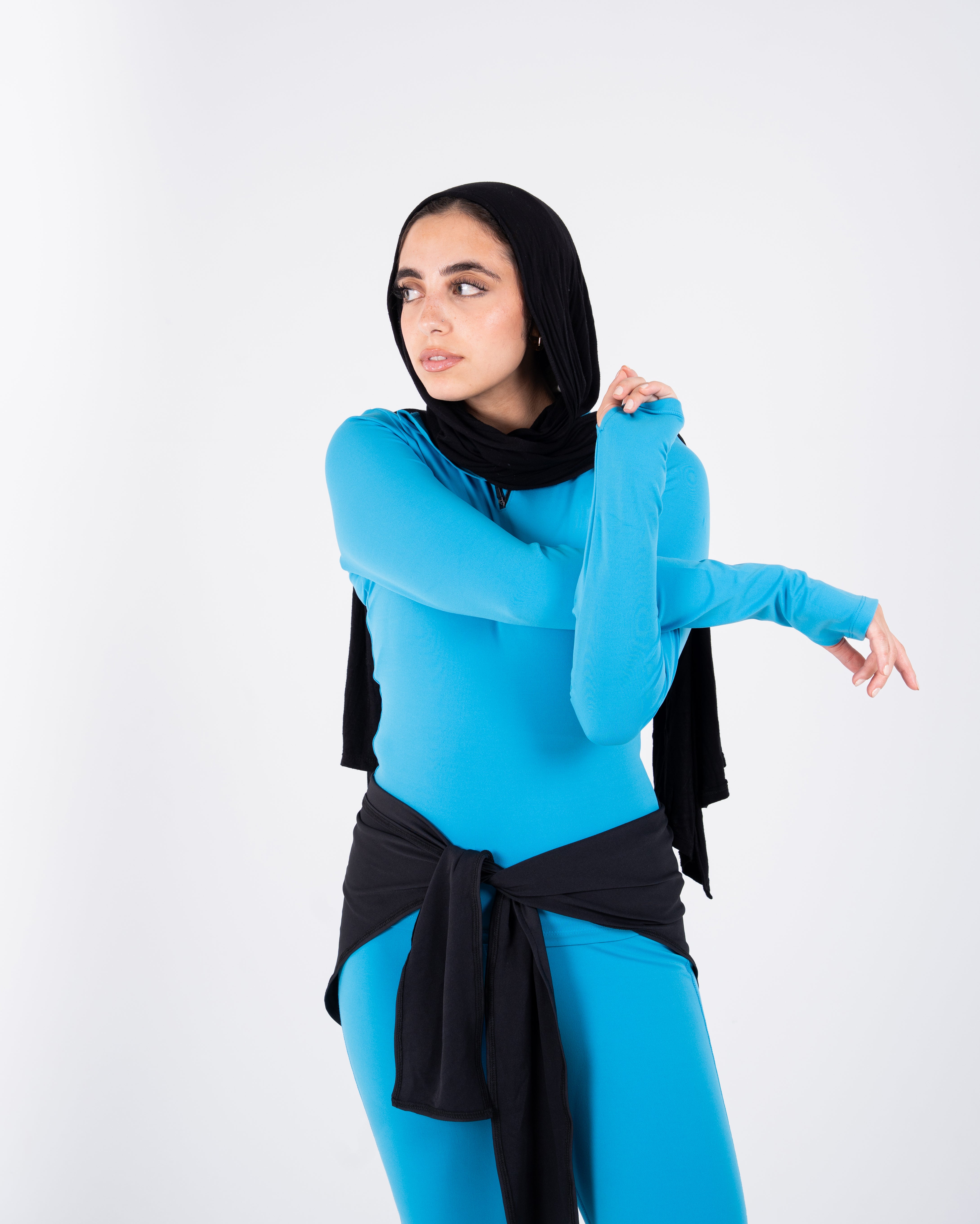 Ultra Soft Essential Zip-Up Body Fit Top - Marine Blue - FIT TRIBE