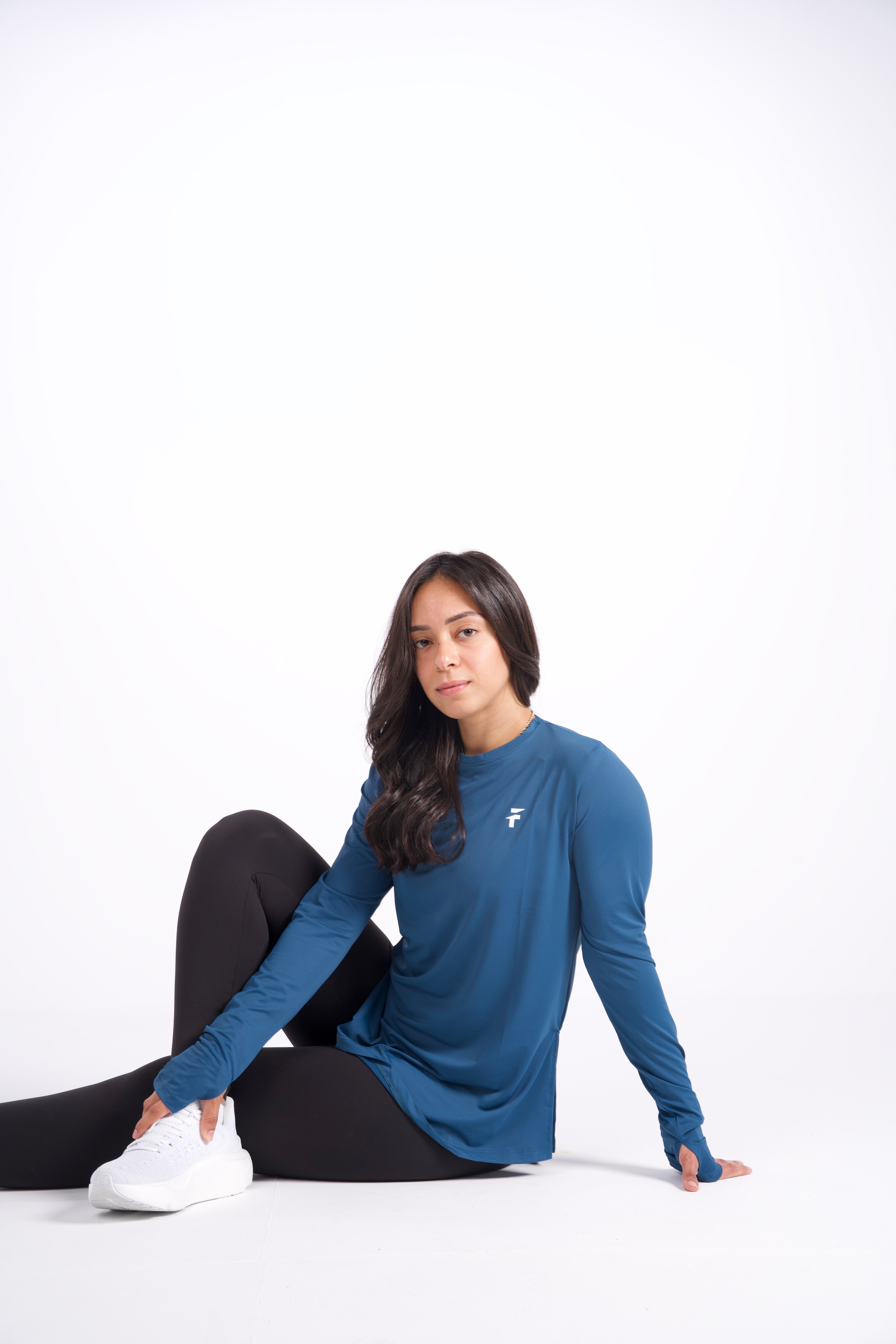 PERFORMANCE EXTENDED LONG SLEEVE TOP - Cobalt Blue - FIT TRIBE