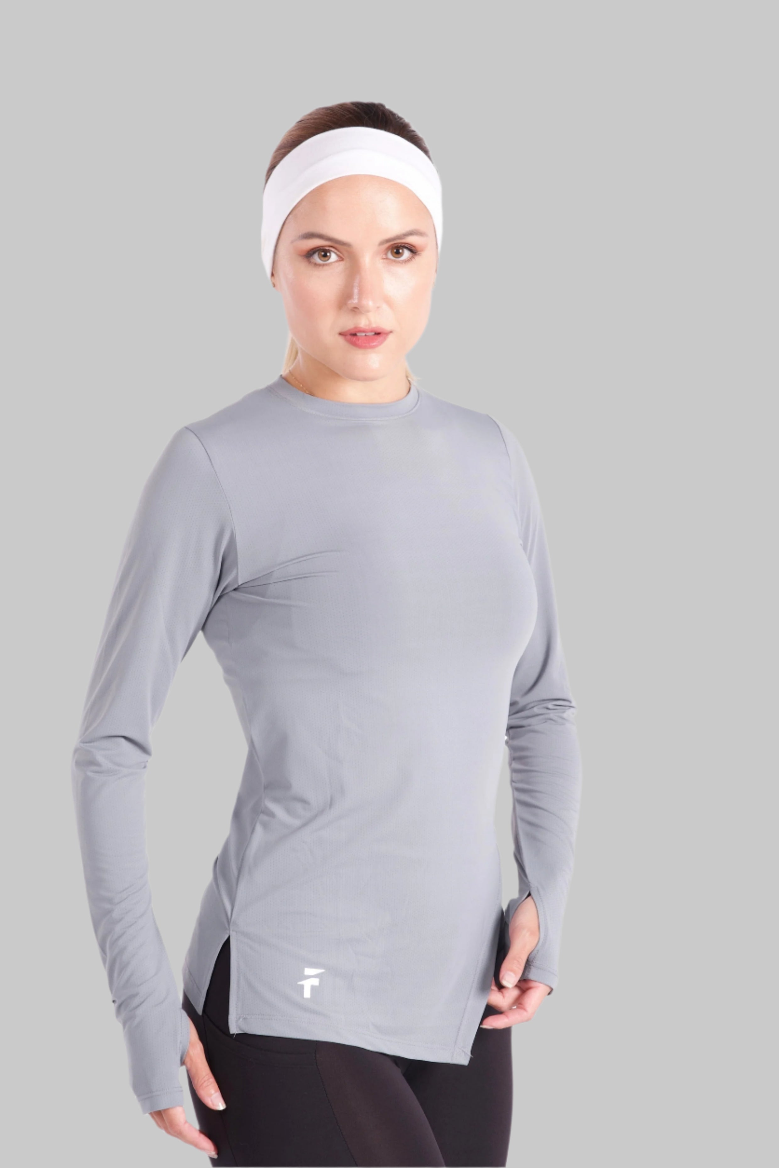 ESSENTIAL LONG SLEEVE TOP - Grey - FIT TRIBE
