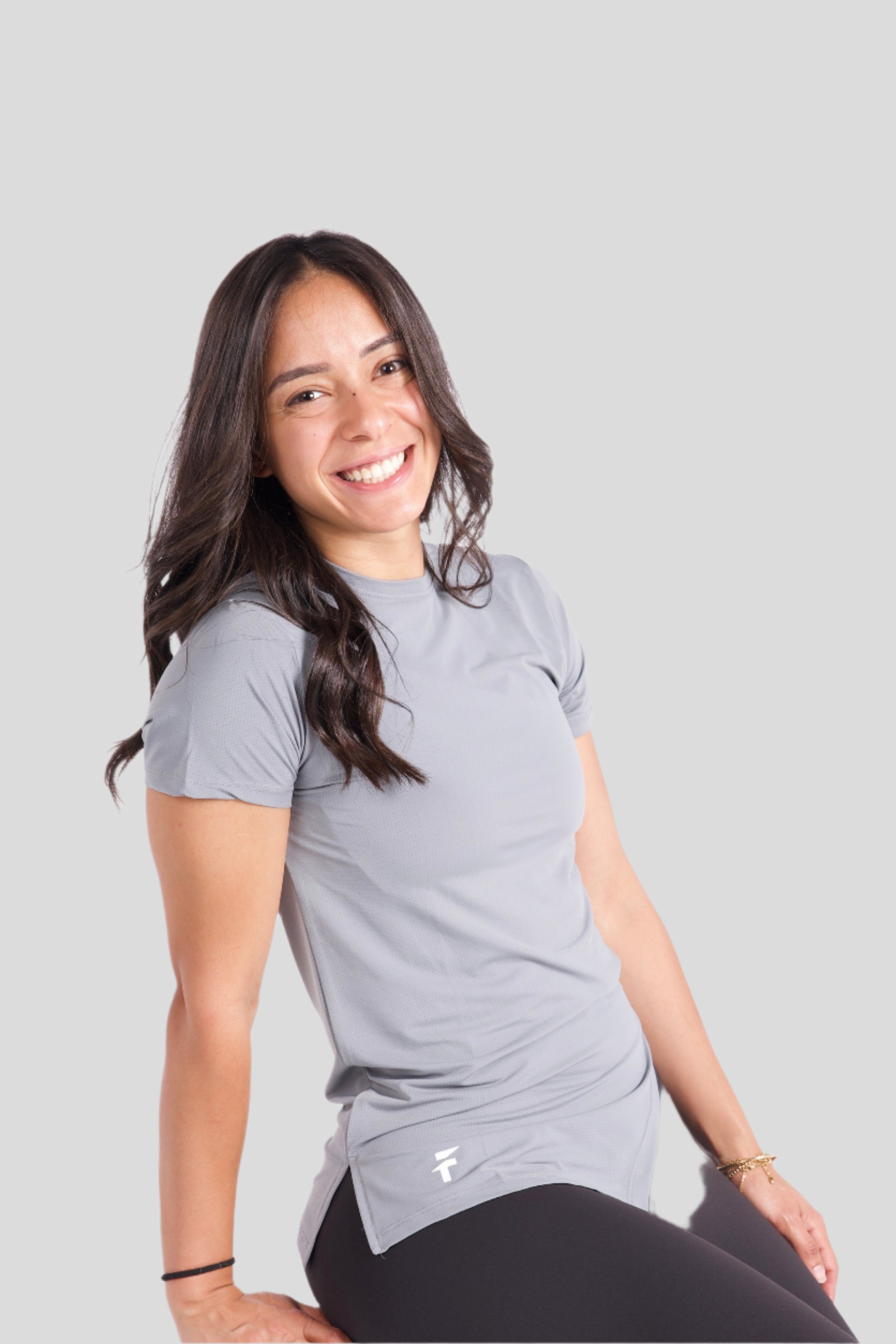 ESSENTIAL SHORT SLEEVE TOP - Grey - FIT TRIBE