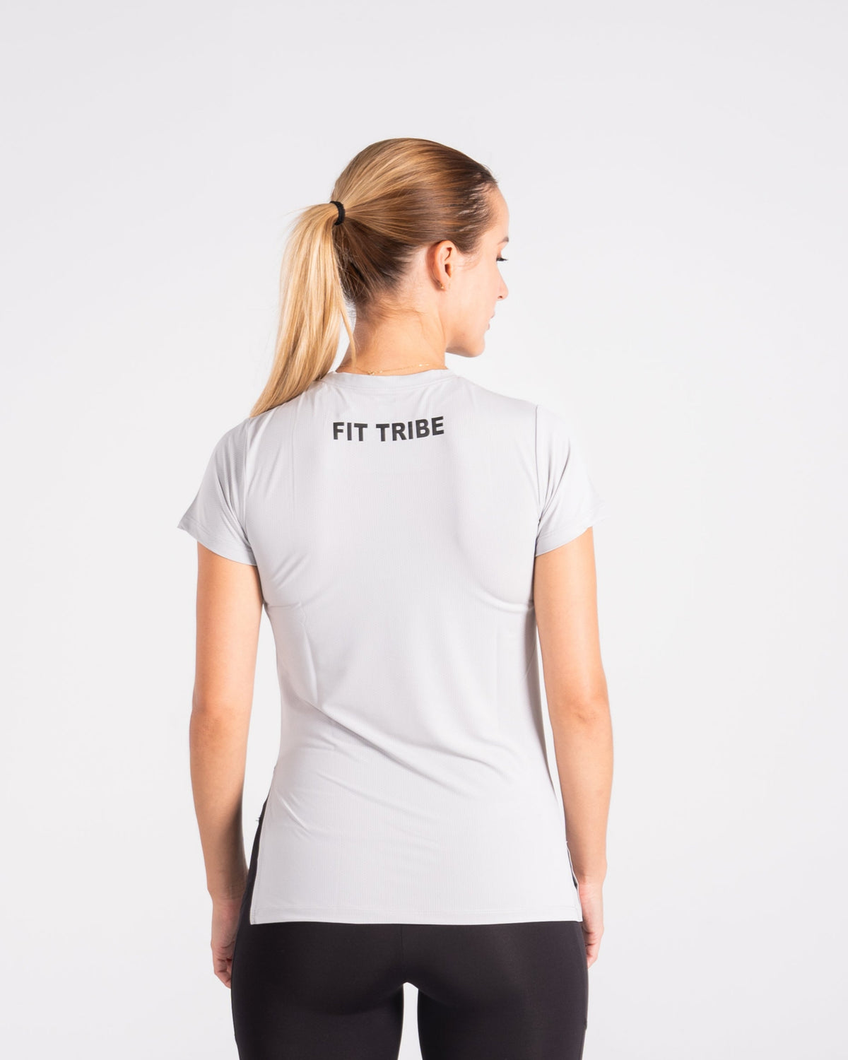ESSENTIAL SHORT SLEEVE TOP - Light Grey - FIT TRIBE