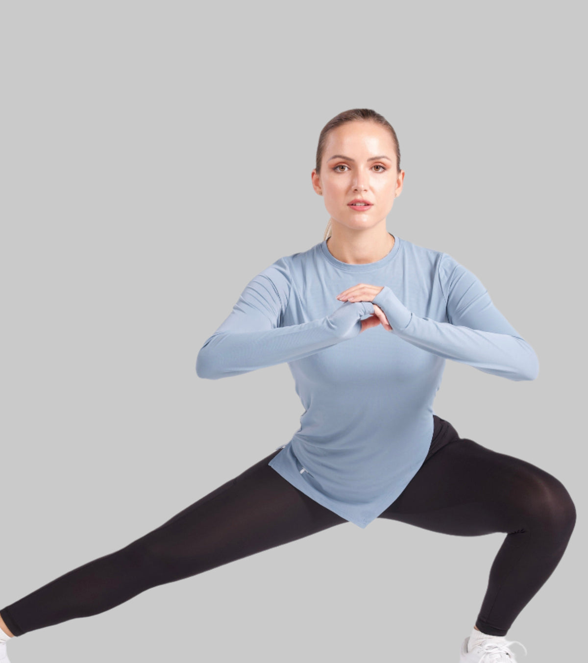 PERFORMANCE LONG SLEEVE TOP - Light Indigo - FIT TRIBE