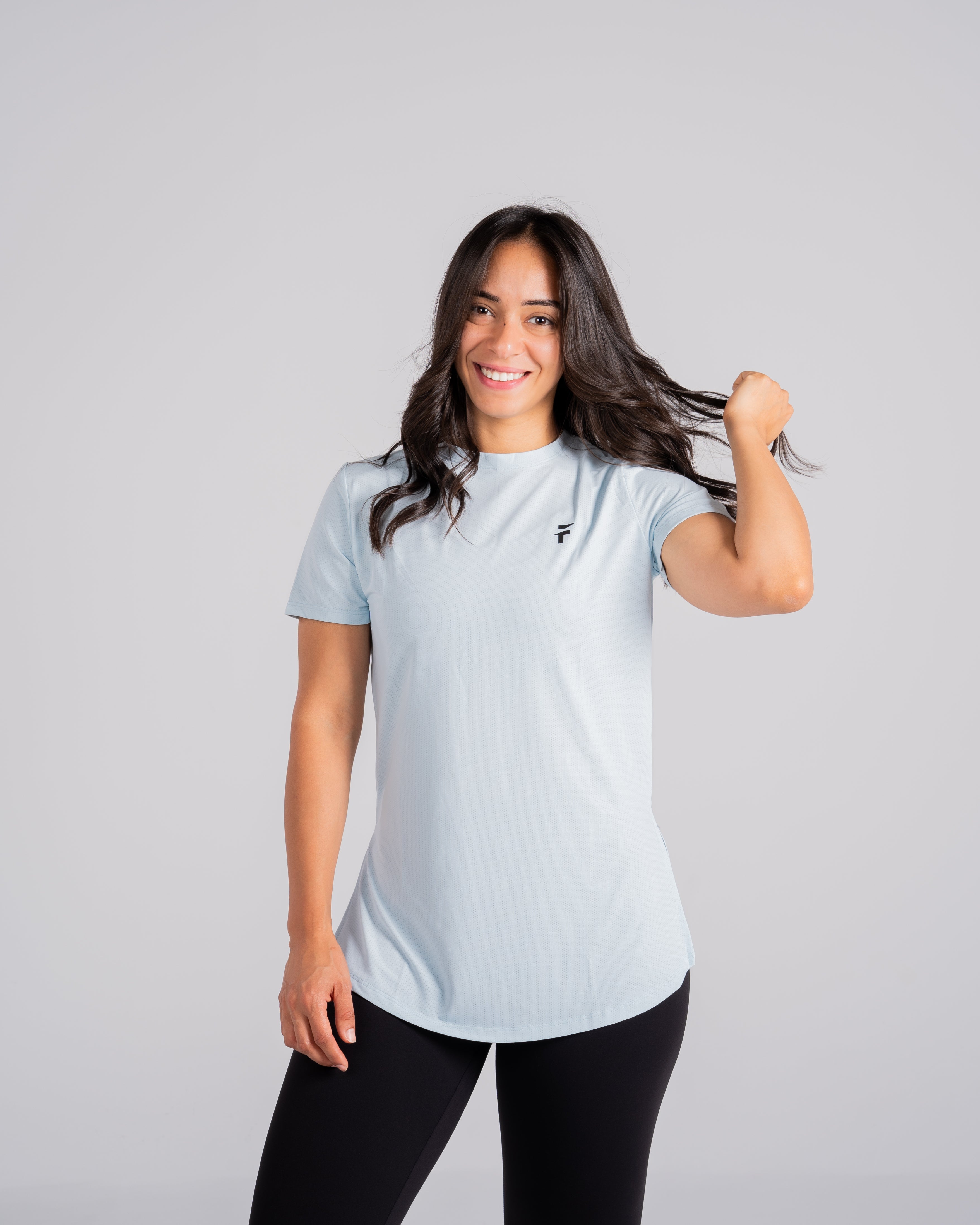 ESSENTIAL EXTENDED SHORT SLEEVE TOP - Frost Blue