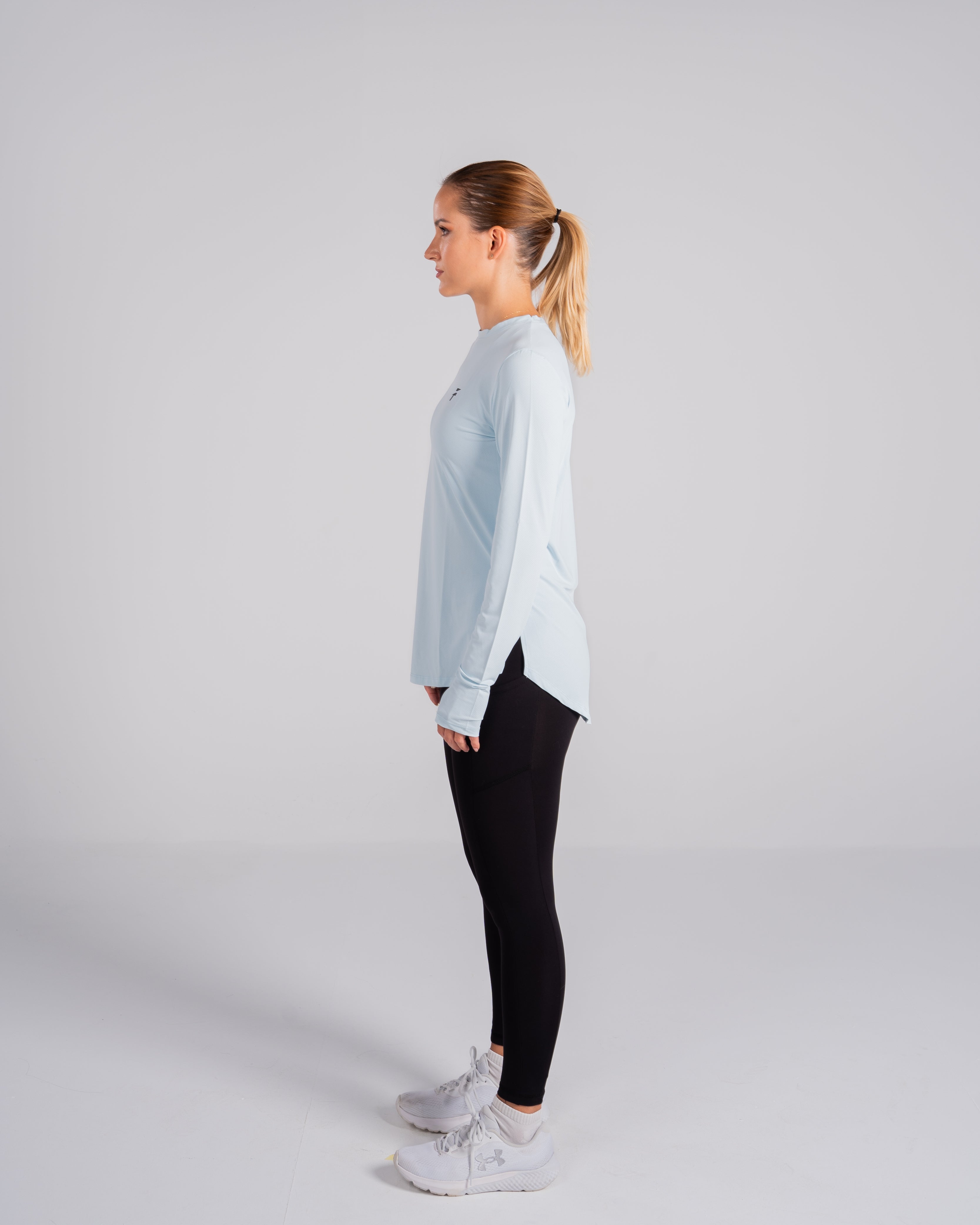 ESSENTIAL EXTENDED LONG SLEEVE TOP - Frost Blue - FIT TRIBE