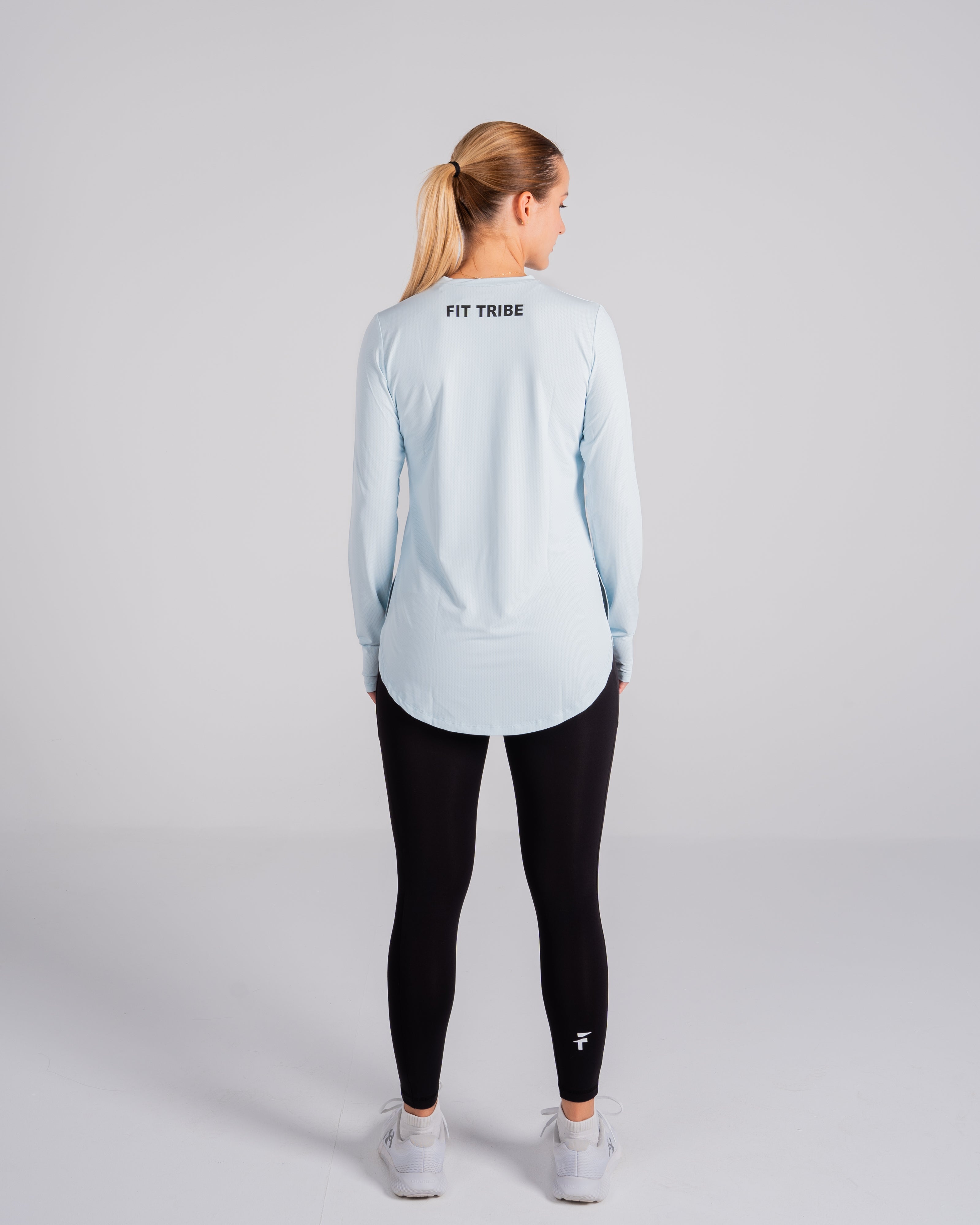 ESSENTIAL EXTENDED LONG SLEEVE TOP - Frost Blue - FIT TRIBE