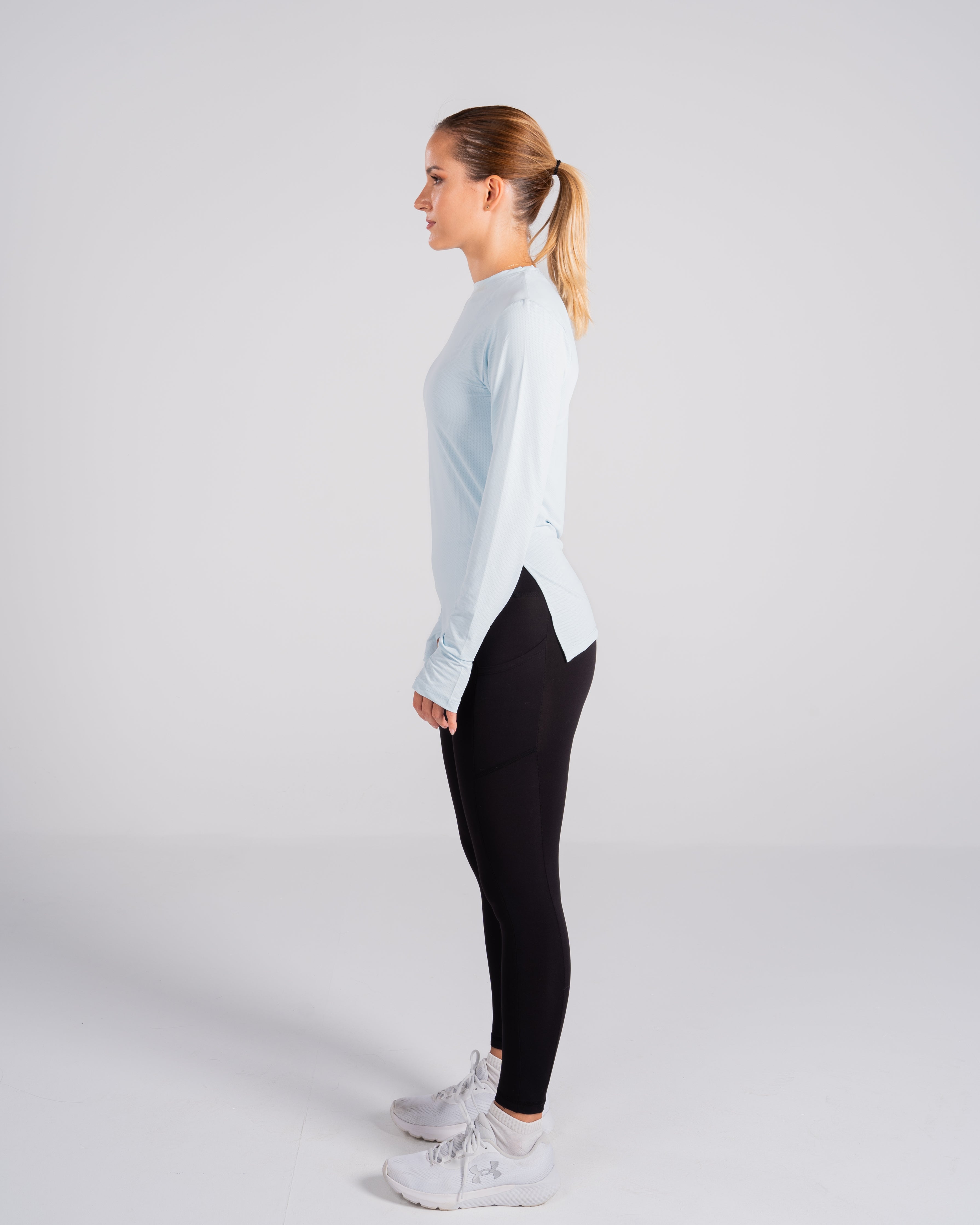 ESSENTIAL LONG SLEEVE TOP - Frost Blue - FIT TRIBE