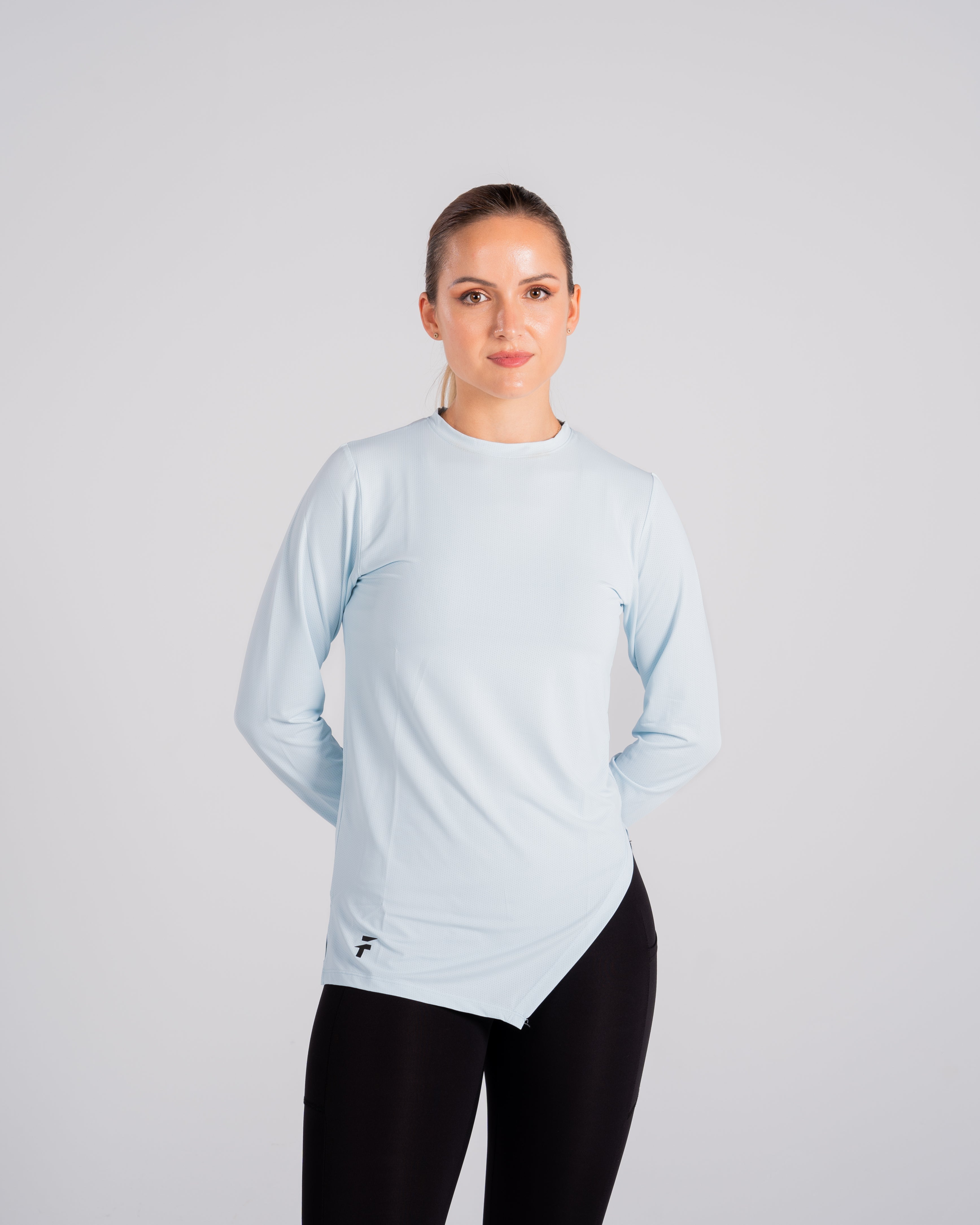 ESSENTIAL LONG SLEEVE TOP - Frost Blue - FIT TRIBE