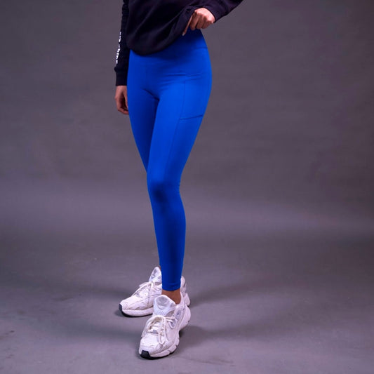 ULTRA SOFT ESSENTIAL POCKETED LEGGINGS - Primary Blue - FIT TRIBE