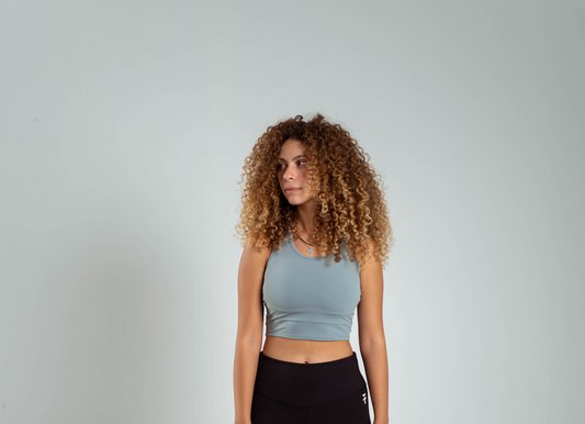 ULTRA COMFORT ESSENTIAL SLEEVELESS CROP TOP - Sage Green - FIT TRIBE