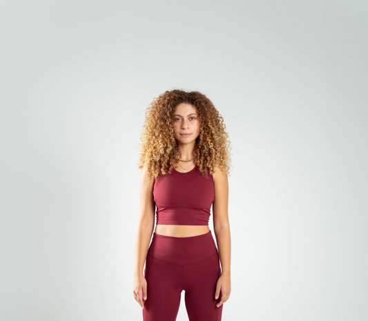 ULTRA SOFT ESSENTIAL SLEEVELESS CROP TOP - Merlot Red - FIT TRIBE