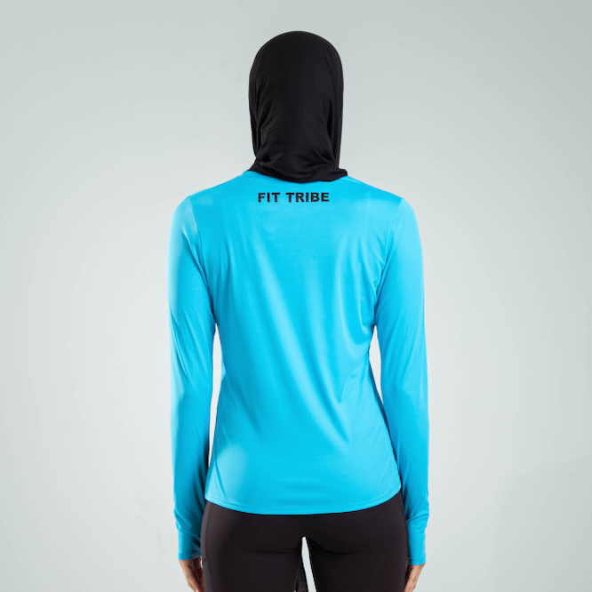 ESSENTIAL LONG SLEEVE TOP - Ocean Blue - FIT TRIBE