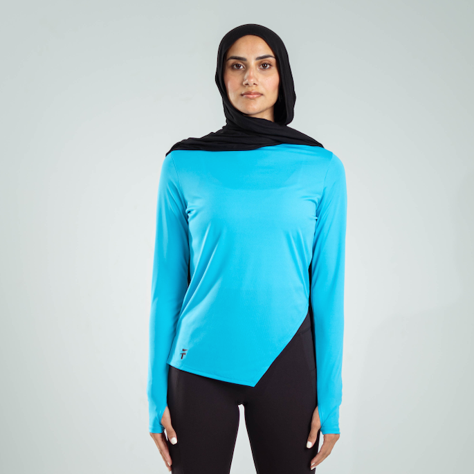 ESSENTIAL LONG SLEEVE TOP - Ocean Blue - FIT TRIBE