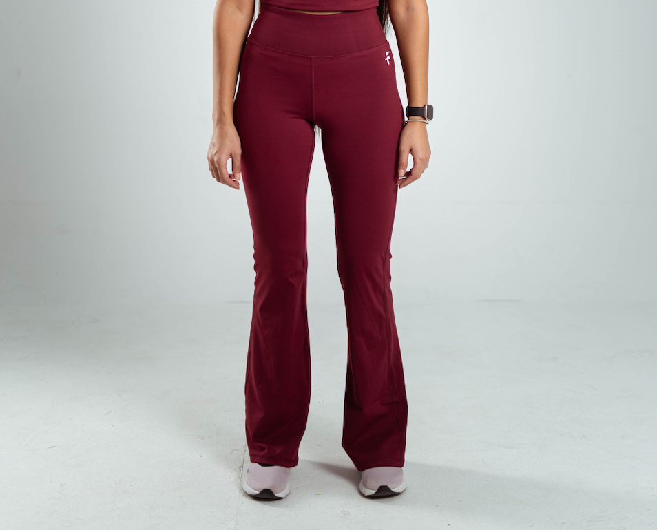 ULTRA SOFT PREMIUM FLARED PANTS - Merlot Red - FIT TRIBE