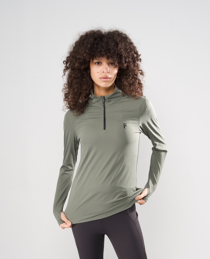 Performance Tech Quarter Zipper - Olive Green - FIT TRIBE