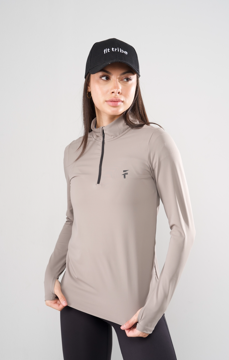 Performance Tech Quarter Zipper - Pearl Grey - FIT TRIBE