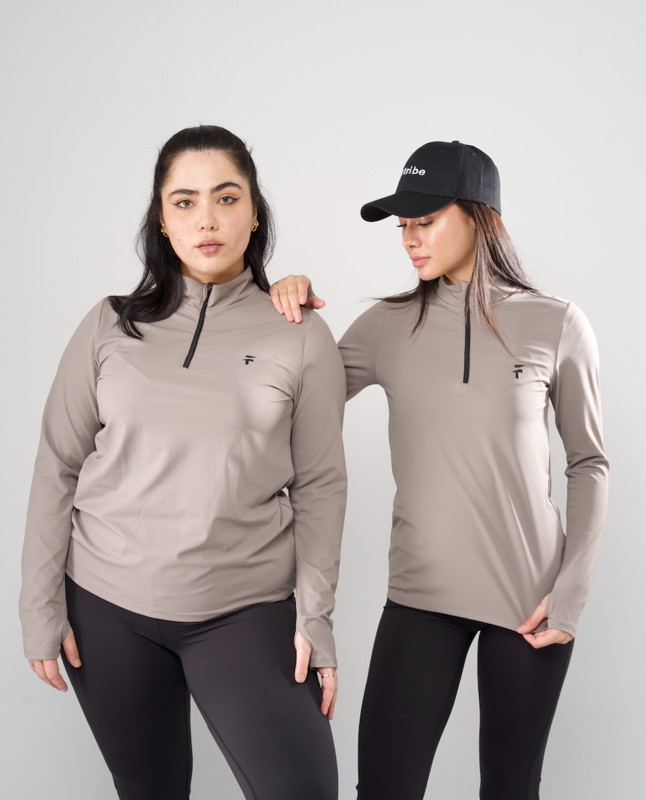 Performance Tech Quarter Zipper - Pearl Grey - FIT TRIBE