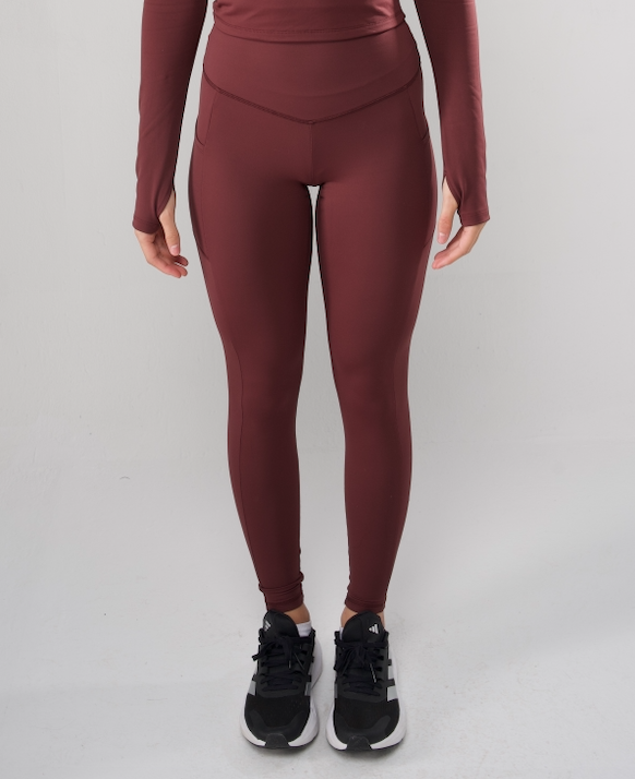 ULTRA SOFT ESSENTIAL POCKETED LEGGINGS - Deep Burgundy - FIT TRIBE