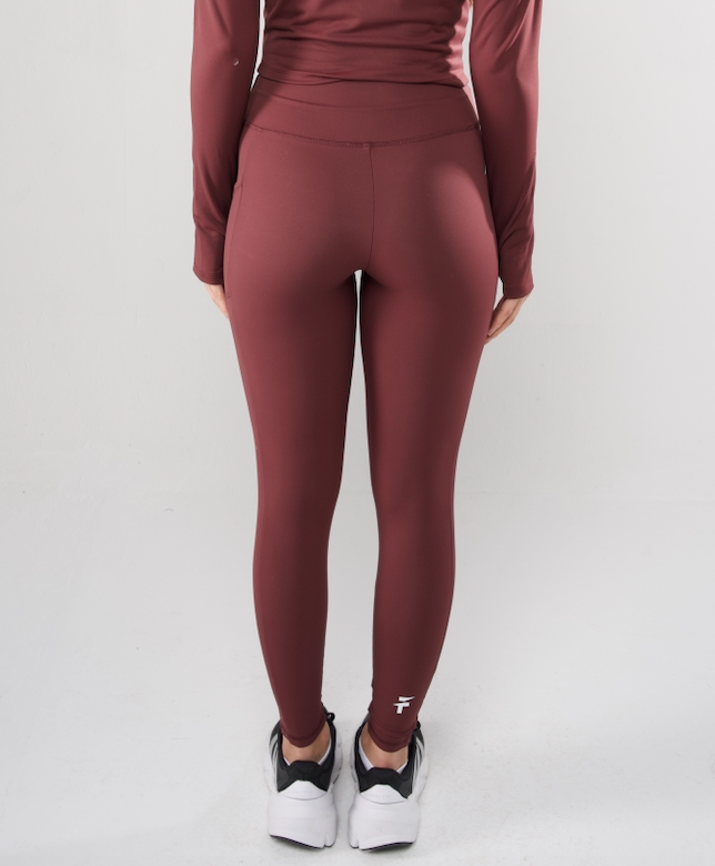 ULTRA SOFT ESSENTIAL POCKETED LEGGINGS - Deep Burgundy - FIT TRIBE