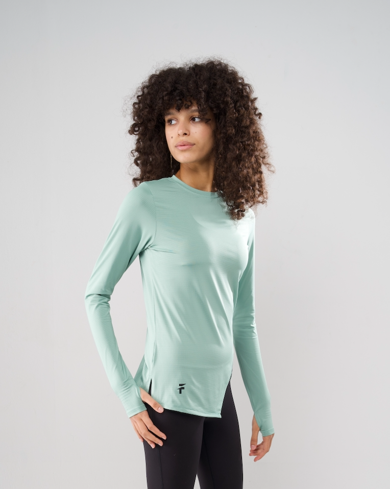 ESSENTIAL LONG SLEEVE TOP - Mint Green - FIT TRIBE