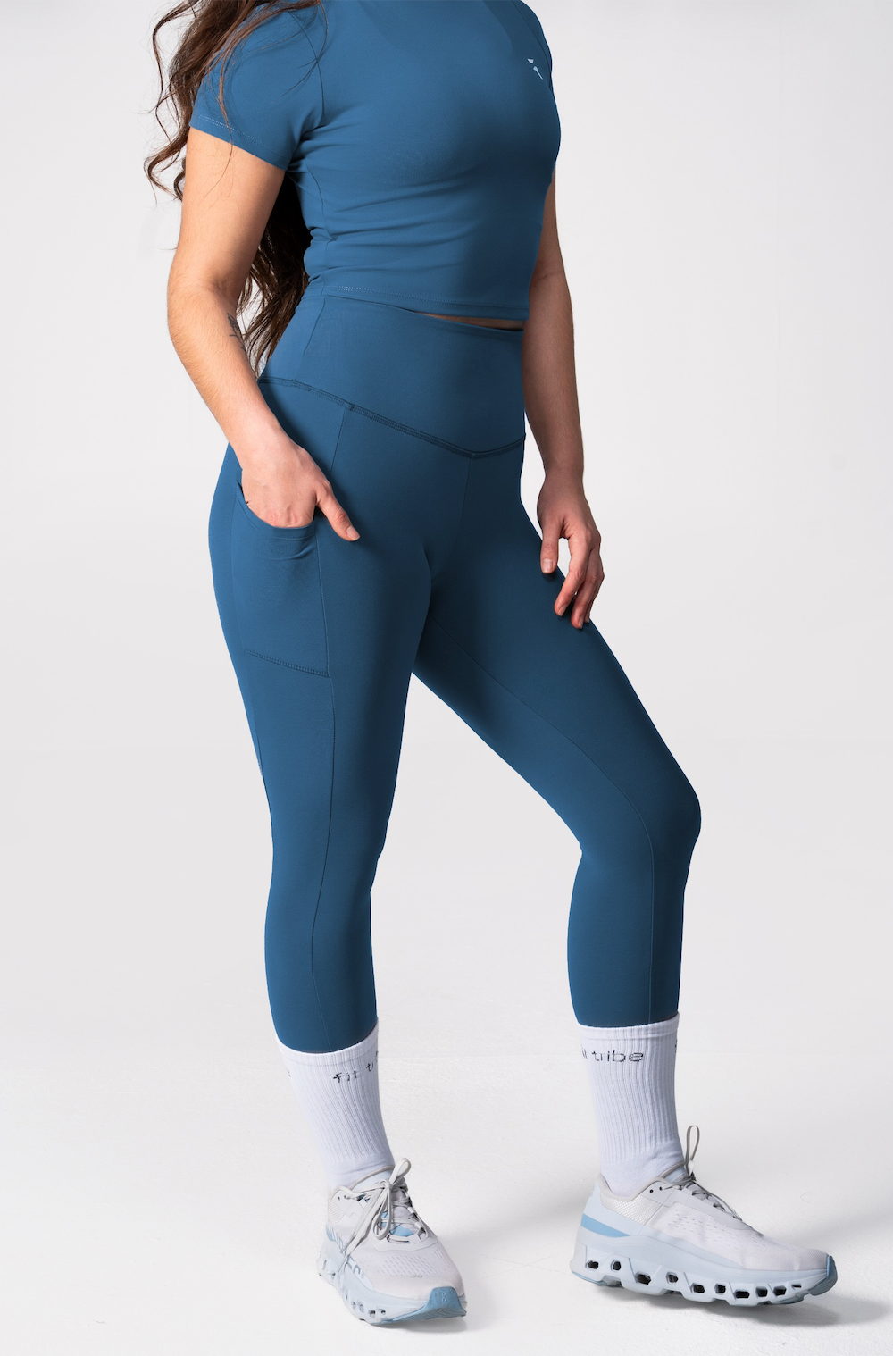 ULTRA SOFT ESSENTIAL POCKETED LEGGINGS - Crystal Blue - FIT TRIBE