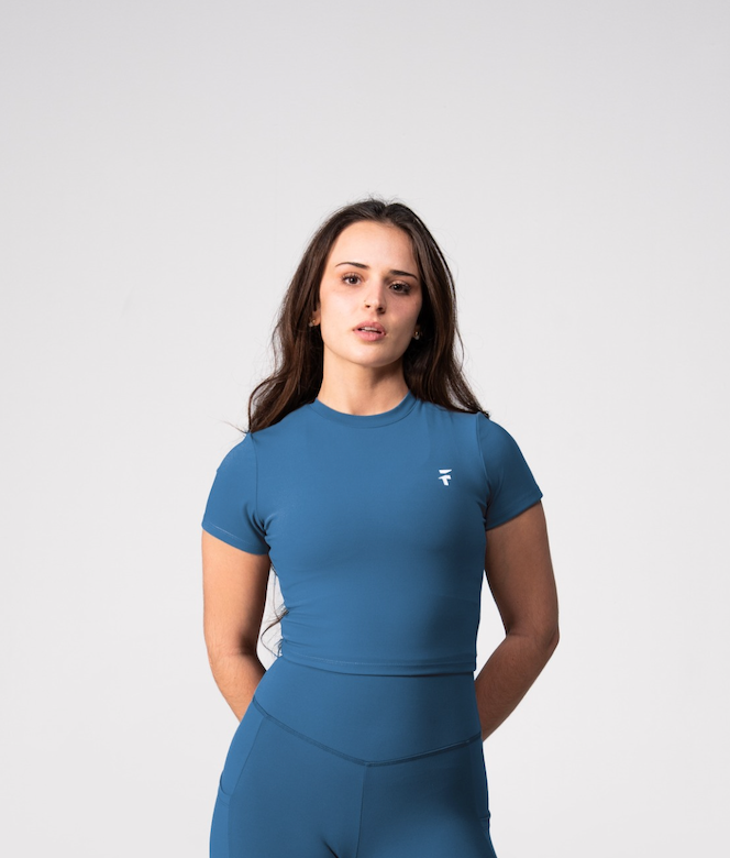ULTRA SOFT ESSENTIAL CROP TOP - Crystal Blue - FIT TRIBE