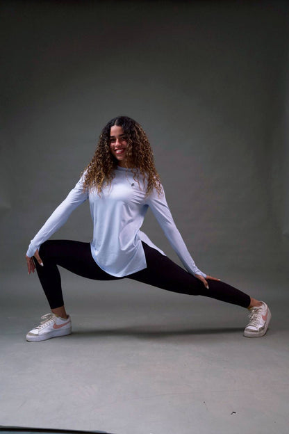 PERFORMANCE EXTENDED LONG SLEEVE TOP - Ice Blue - FIT TRIBE