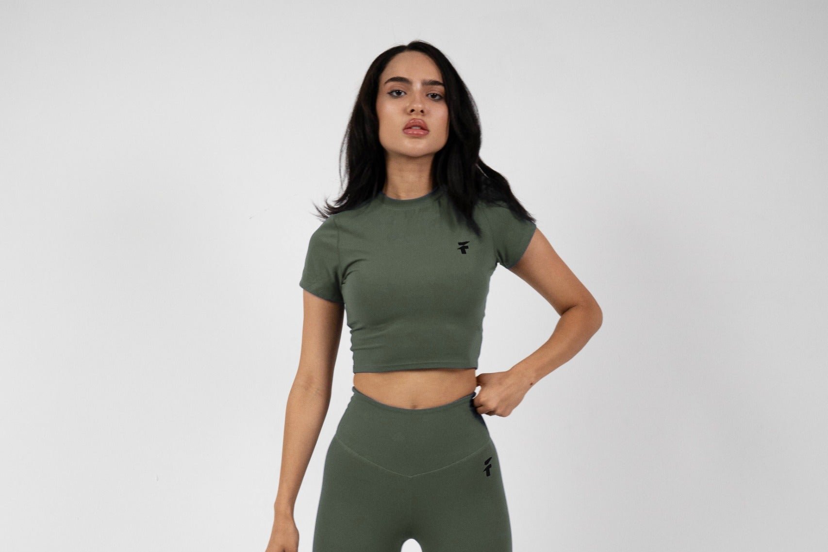 ULTRA SOFT ESSENTIAL CROP TOP - Army Green - FIT TRIBE
