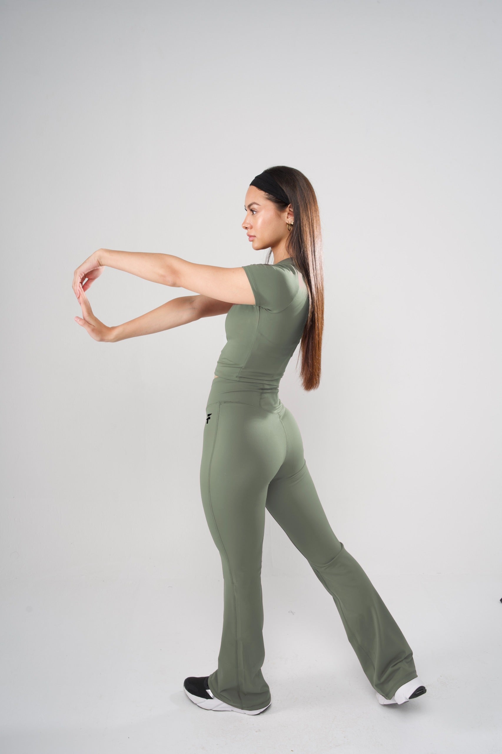 ULTRA SOFT PREMIUM FLARED PANTS - Army Green - FIT TRIBE