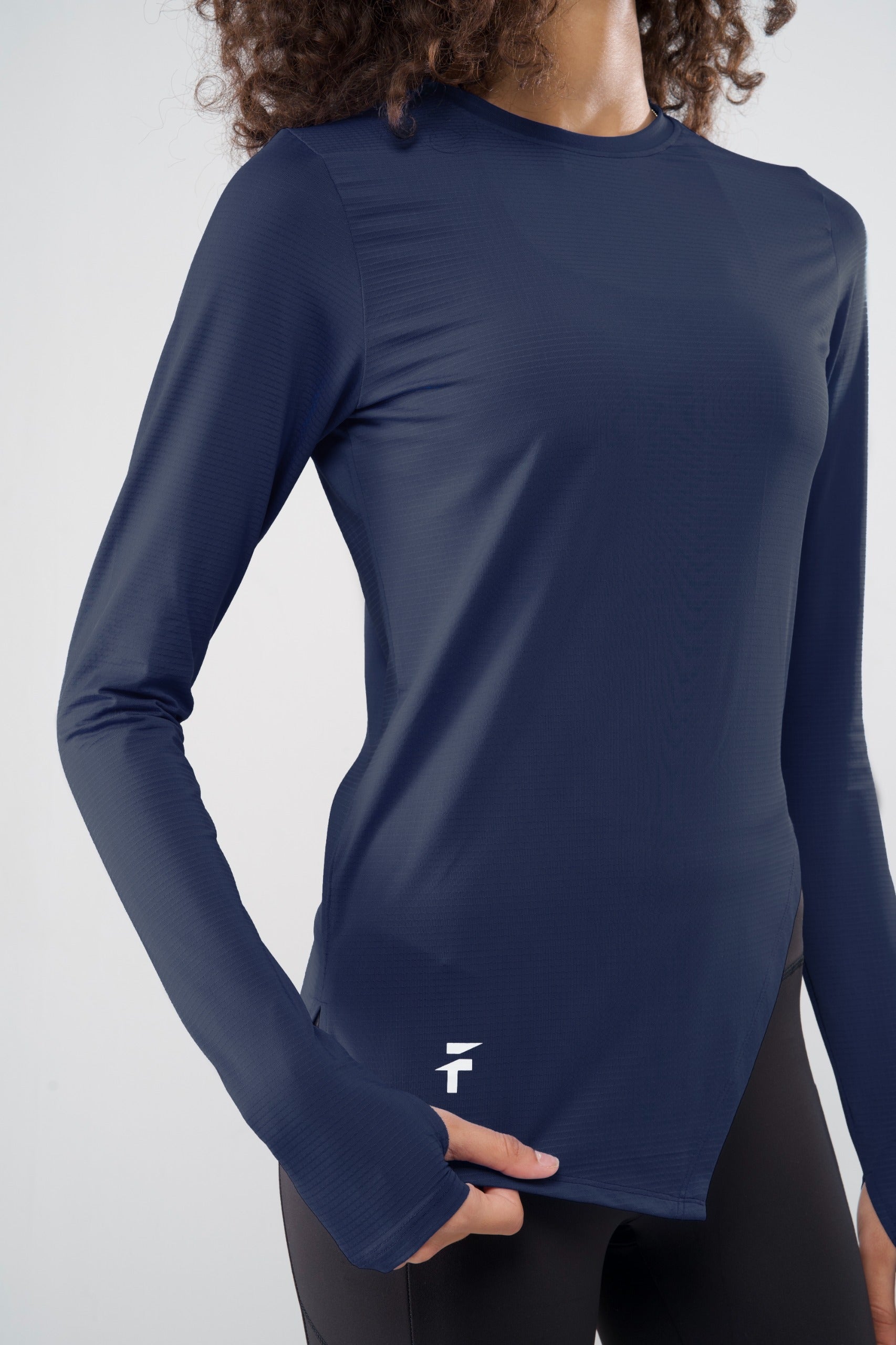 PERFORMANCE LONG SLEEVE TOP - Navy Blue - FIT TRIBE