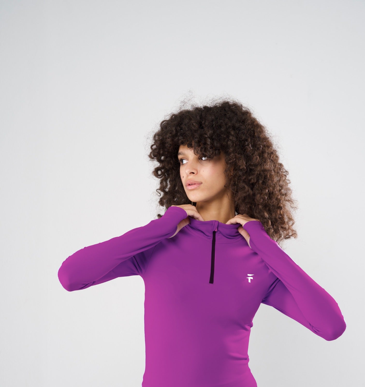 ULTRA SOFT ESSENTIAL ZIP-UP BODY FIT TOP - Purple Orchid