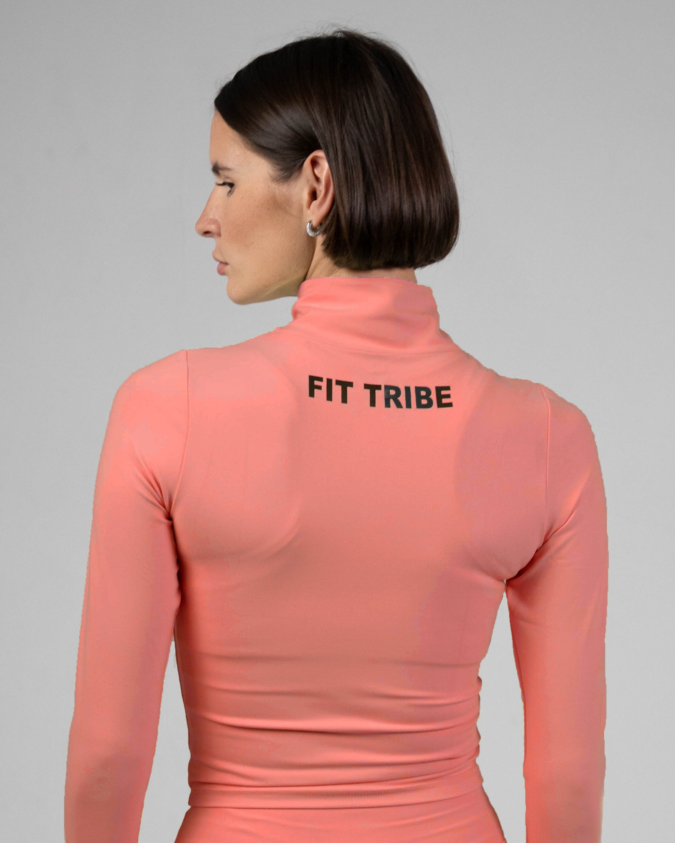 ULTRA SOFT ESSENTIAL ZIP-UP BODY FIT TOP - Coral - FIT TRIBE