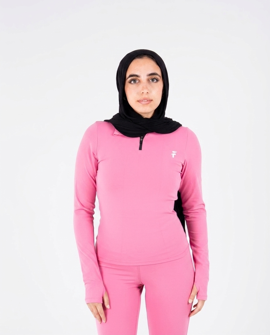 Essential Half-Zip Bubblegum - Front