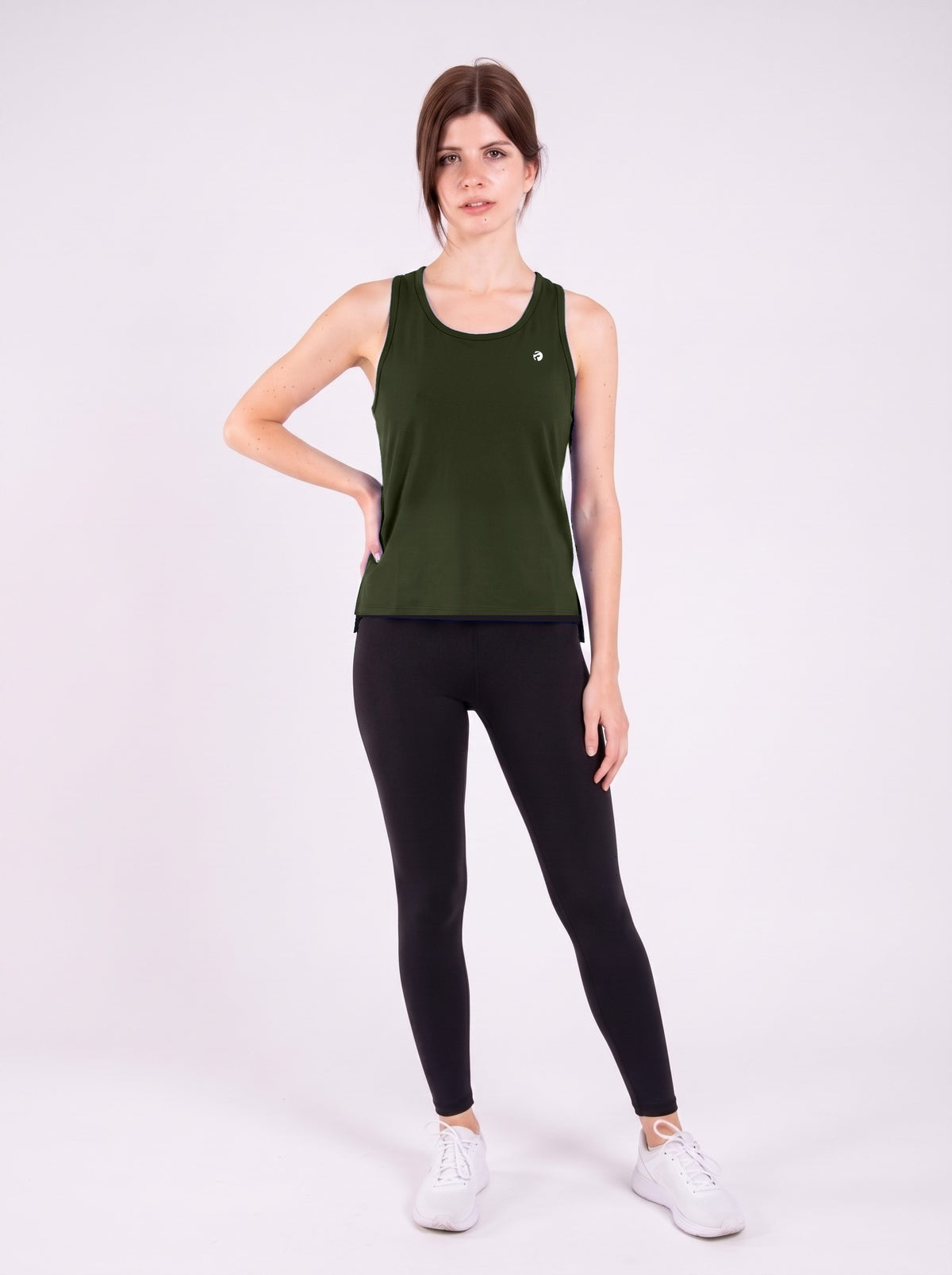 Signature Weave Tank - Deep Olive - Front