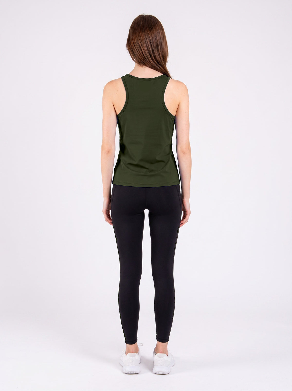 Signature Weave Tank - Deep Olive - Back