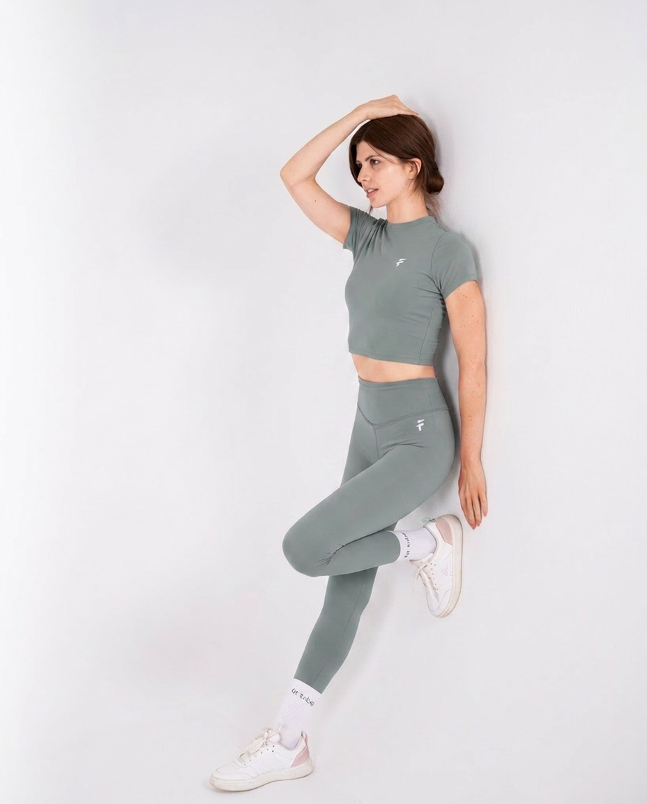 Ultra Soft Apex Crop Top - Olive Green - FIT TRIBE