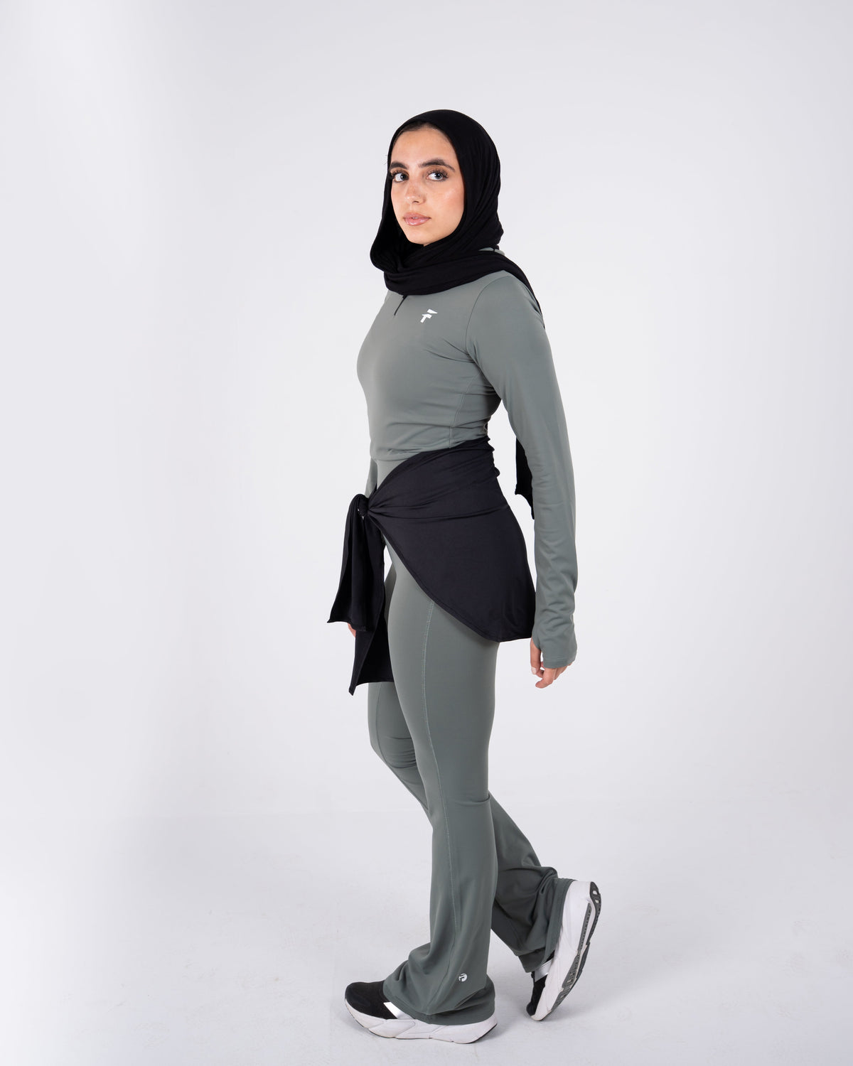 Ultra Soft Apex Zip-Up Body Fit Top - Olive Green - FIT TRIBE