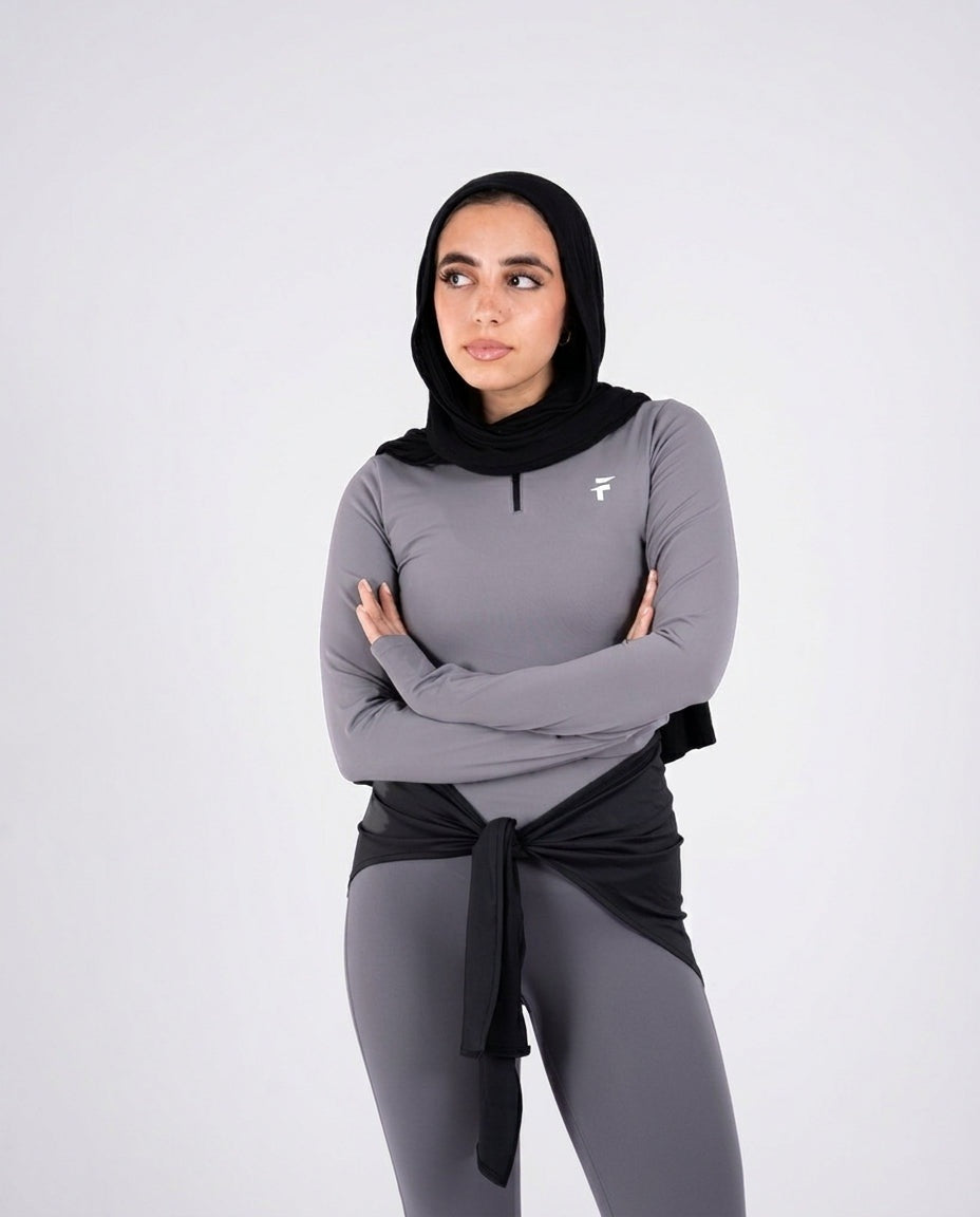 Ultra Soft Apex Zip-Up Body Fit Top - Graphite
