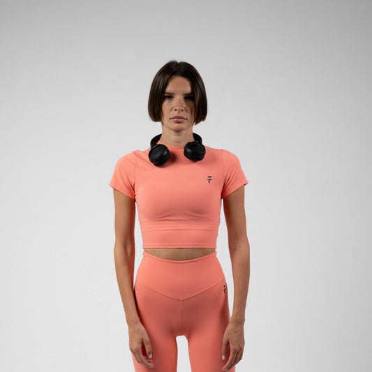 ULTRA SOFT ESSENTIAL CROP TOP - Coral